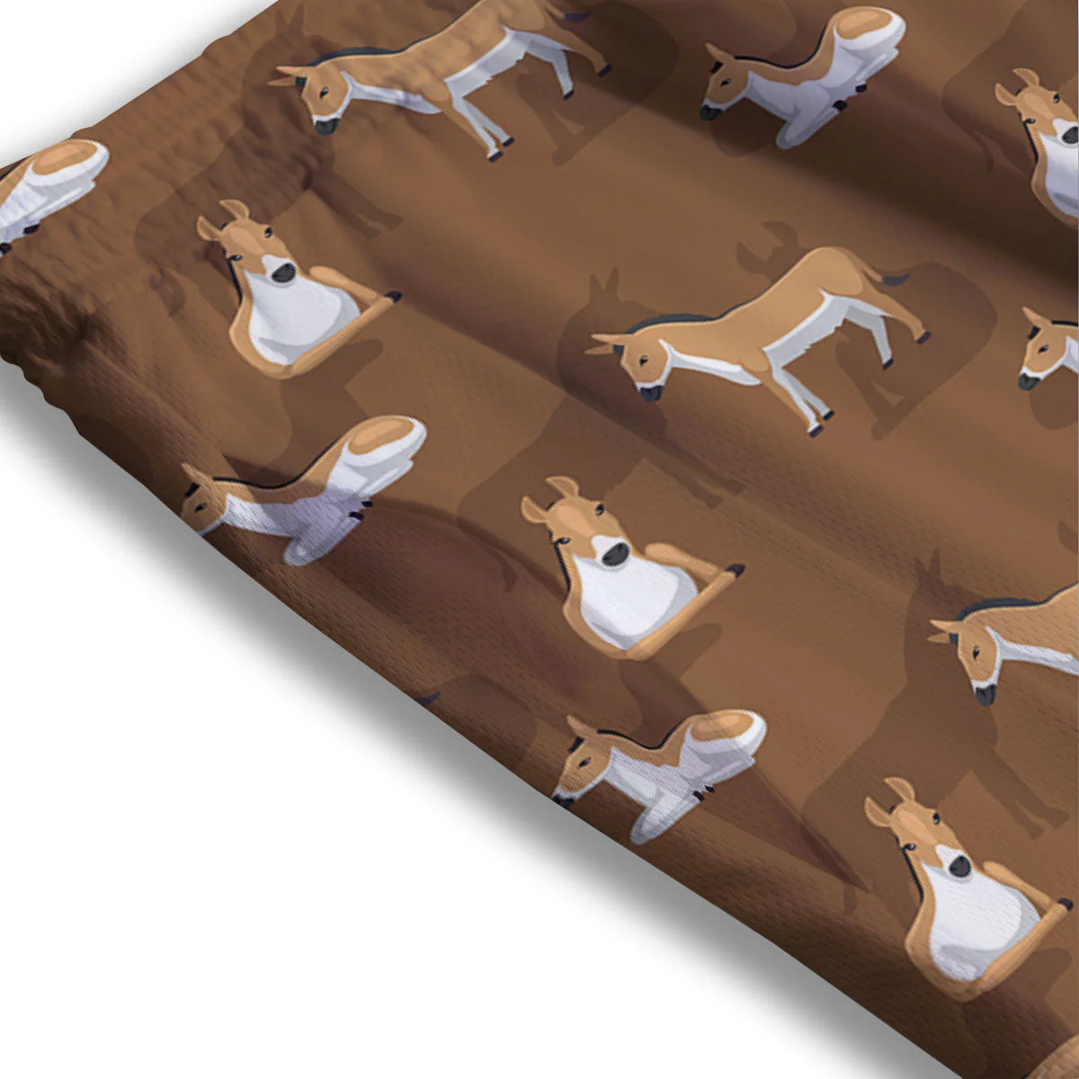 Kulan Donkey Cartoon Print Pattern Mesh Shorts - Image 3