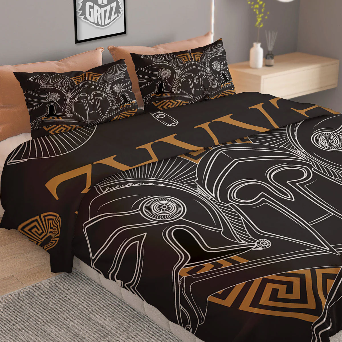 Labe Spartan Molon Print Duvet Cover Bedding Set - Image 2
