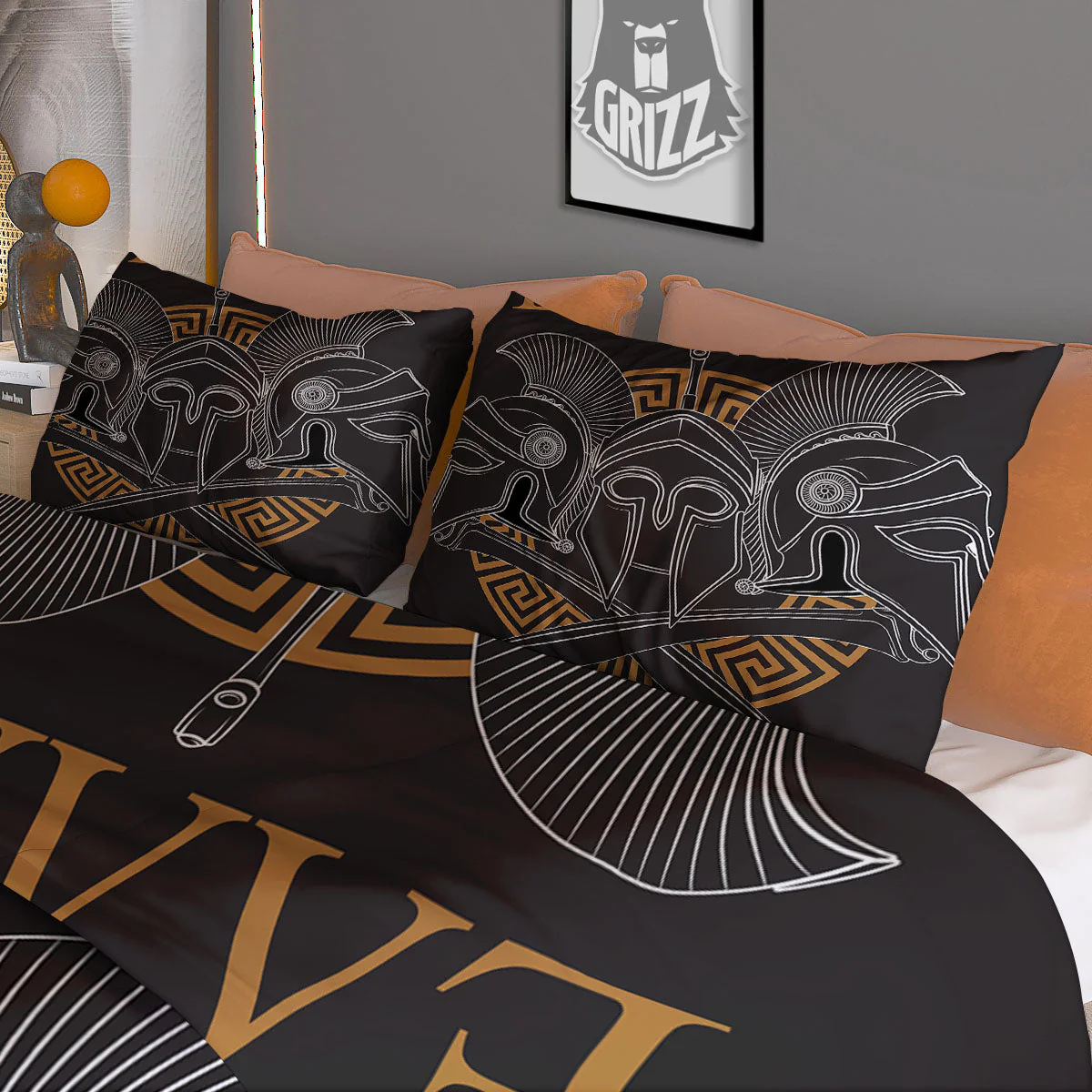 Labe Spartan Molon Print Duvet Cover Bedding Set - Image 3