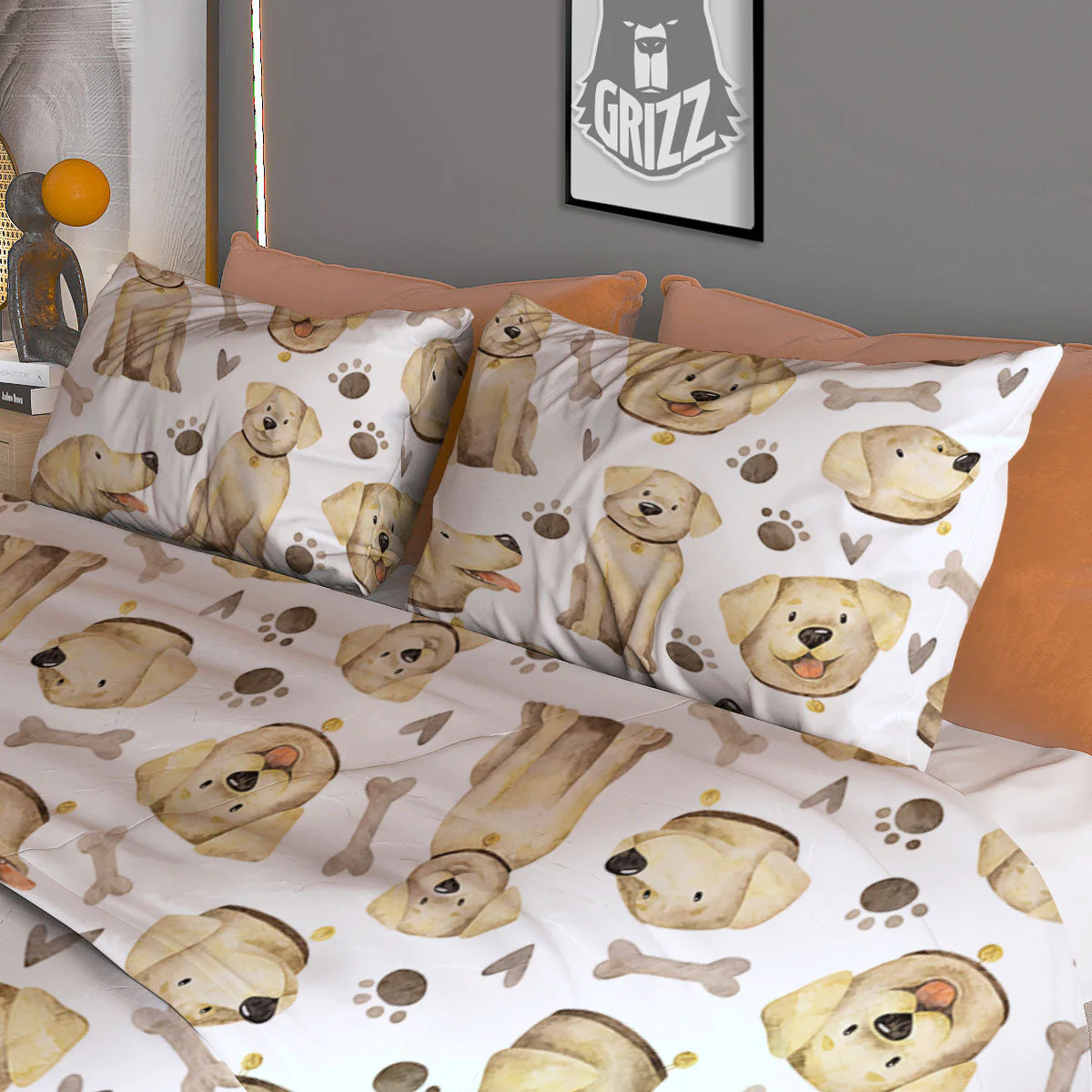 Labrador Retriever Happy Print Pattern Duvet Cover Bedding Set - Image 3
