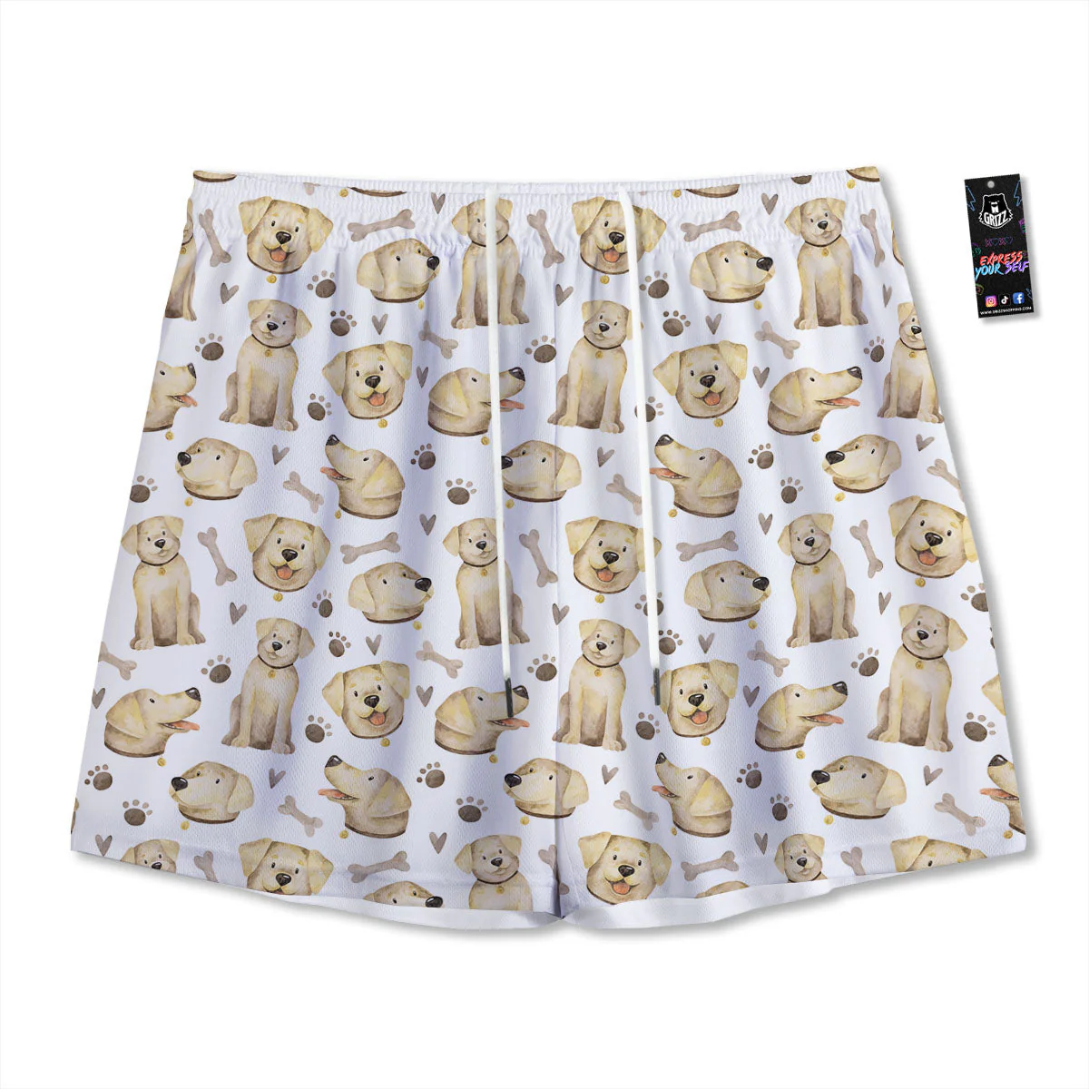Labrador Retriever Happy Print Pattern Mesh Shorts