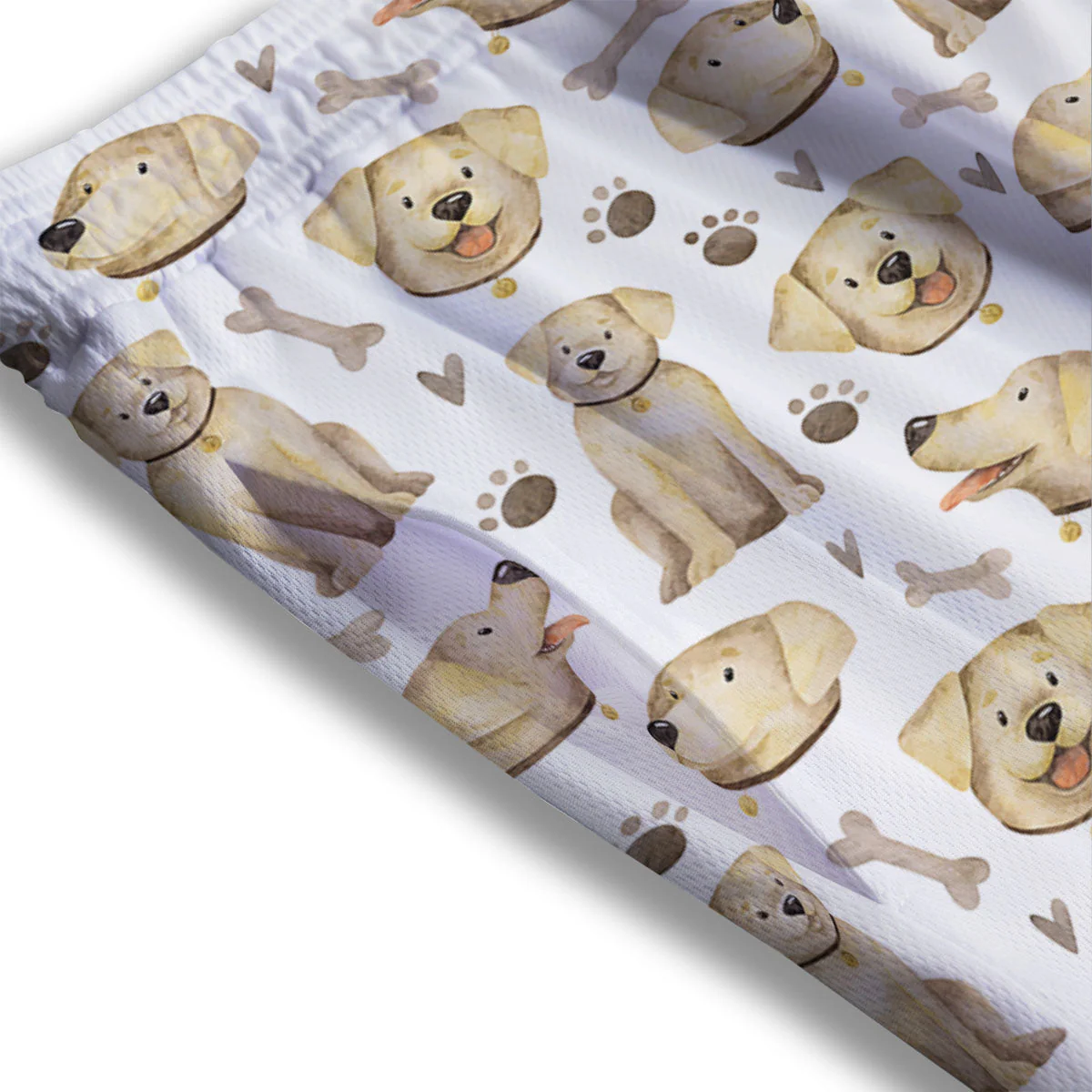 Labrador Retriever Happy Print Pattern Mesh Shorts - Image 3