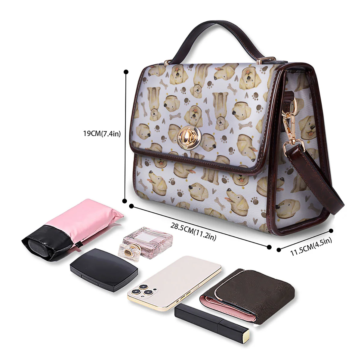 Labrador Retriever Happy Print Pattern Women's Satchel Bag - Image 4