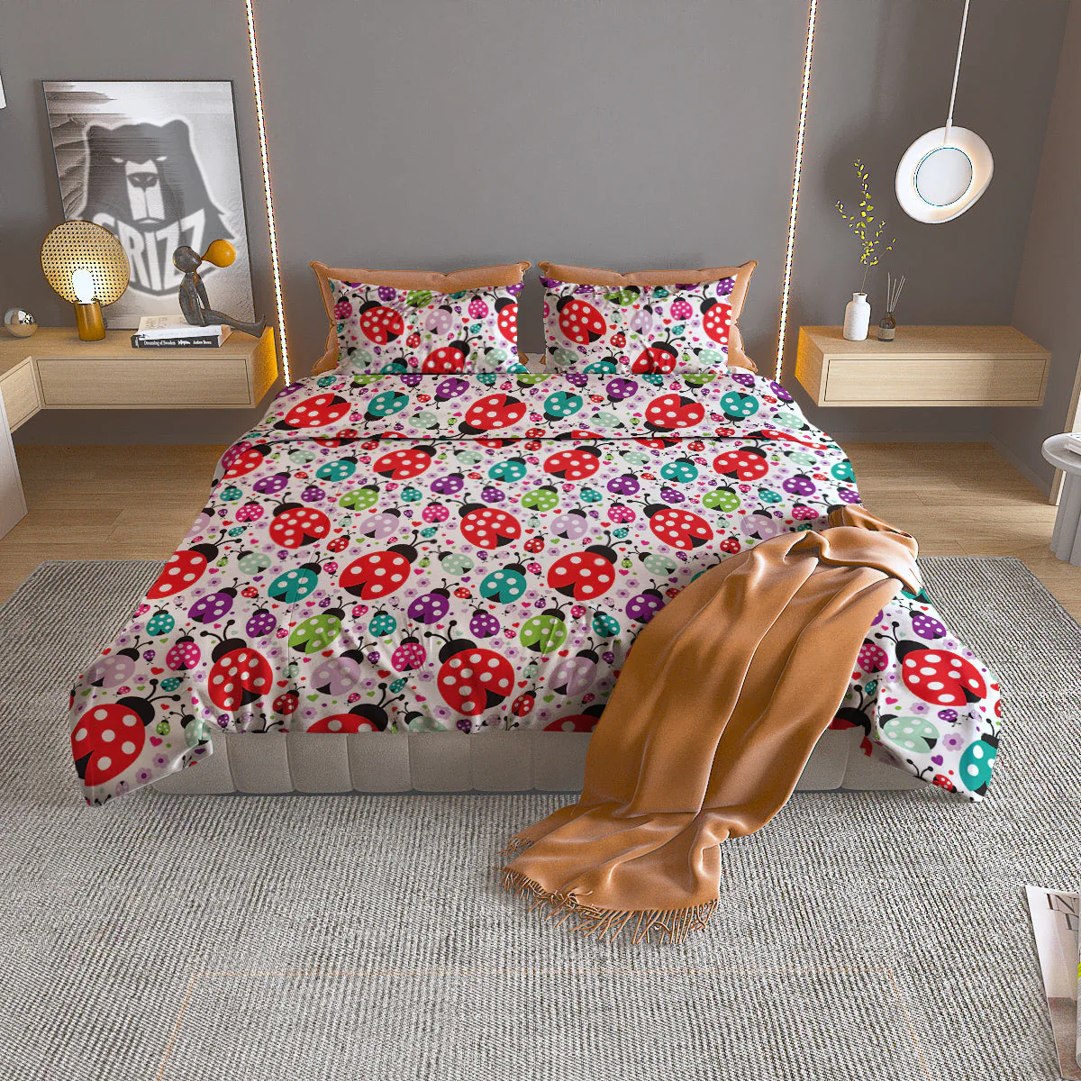 Ladybug Cute Print Pattern Duvet Cover Bedding Set
