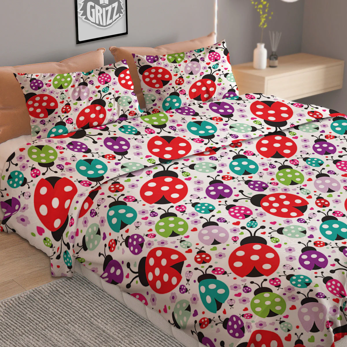 Ladybug Cute Print Pattern Duvet Cover Bedding Set - Image 2