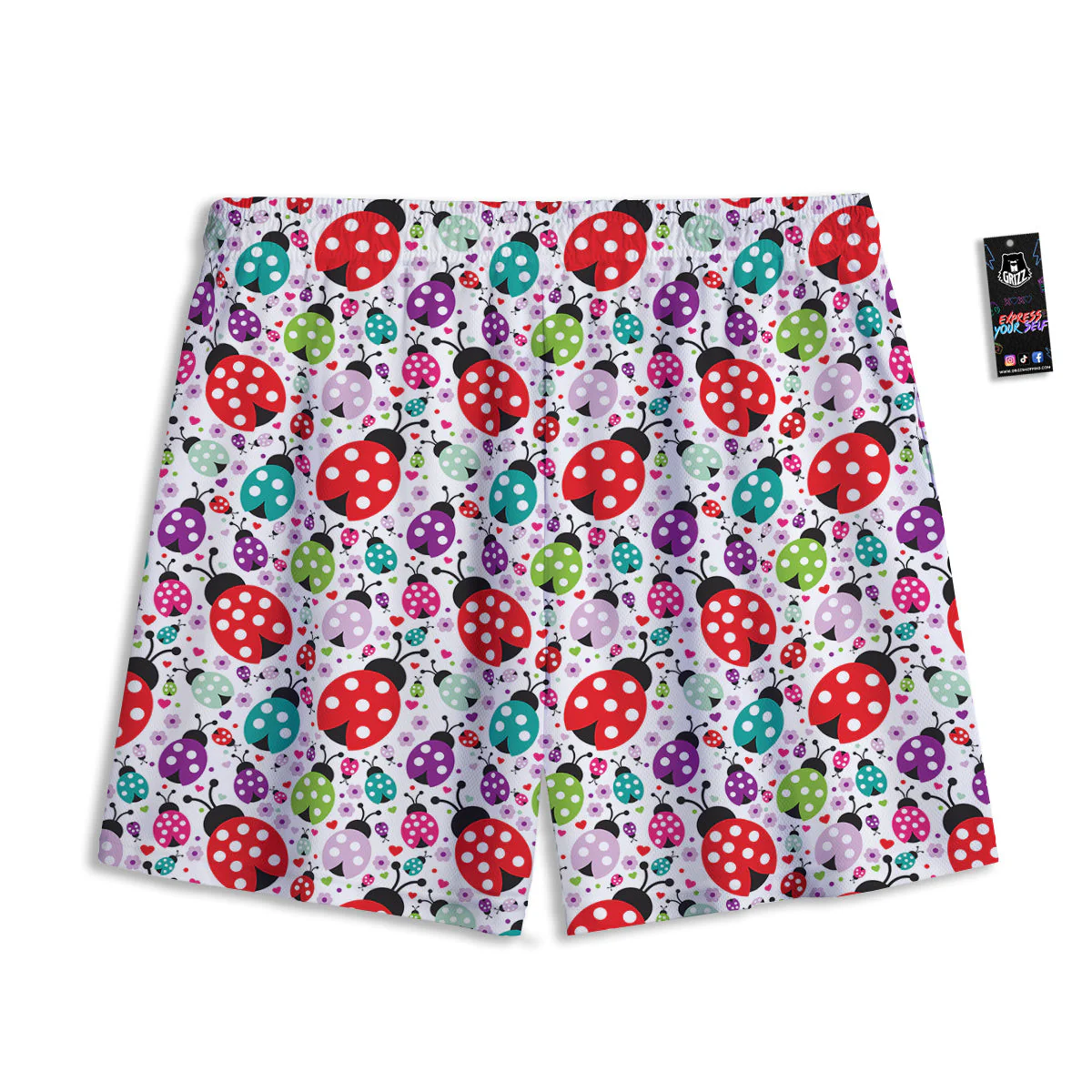 Ladybug Cute Print Pattern Mesh Shorts - Image 2