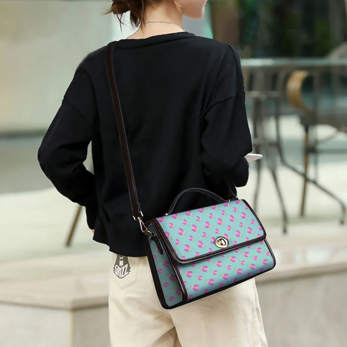 Ladybug Pink Print Pattern Women's Satchel Bag - Image 3