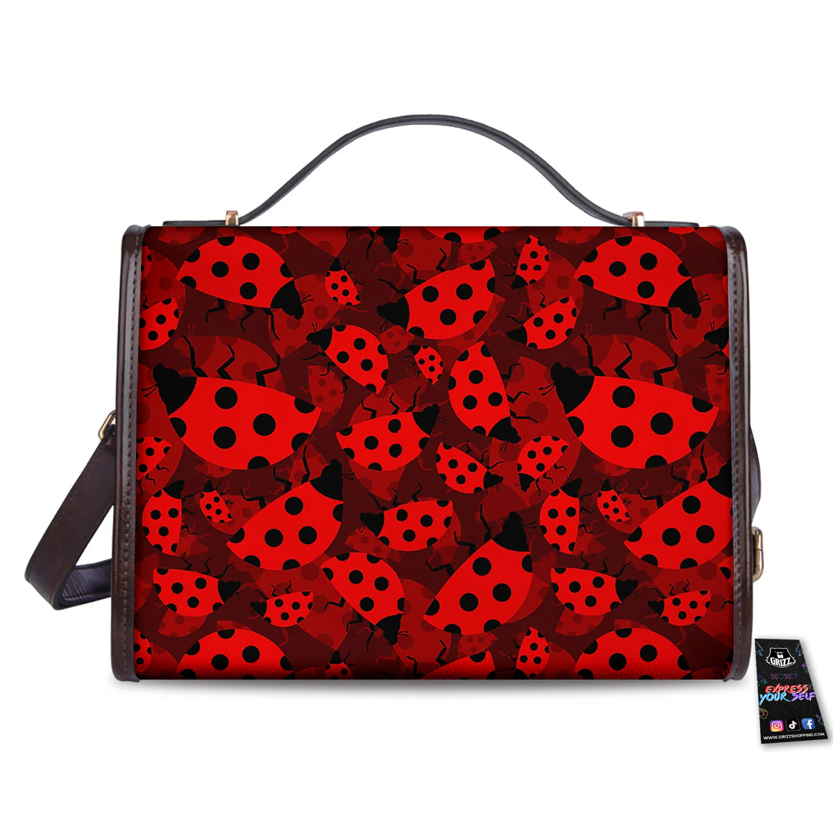 Ladybug Red Print Pattern Women's Satchel Bag - Image 2