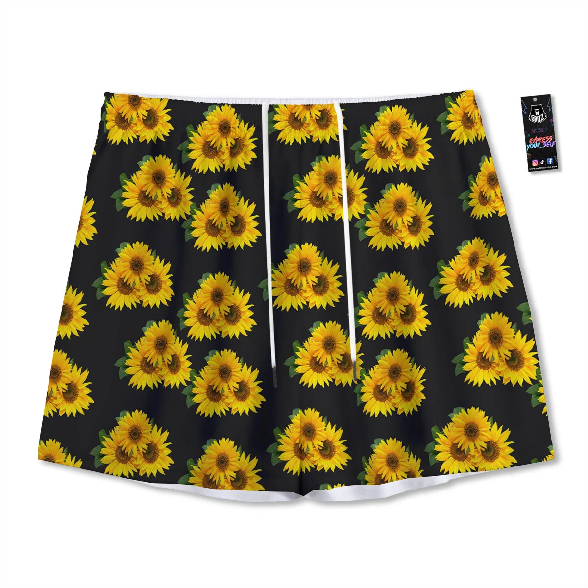Landscape Sunflower Print Pattern Mesh Shorts