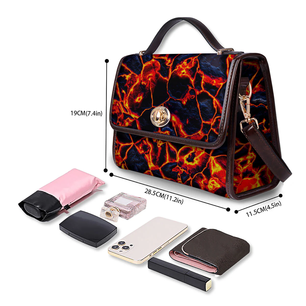Lava Molten Print Women's Satchel Bag - Image 4