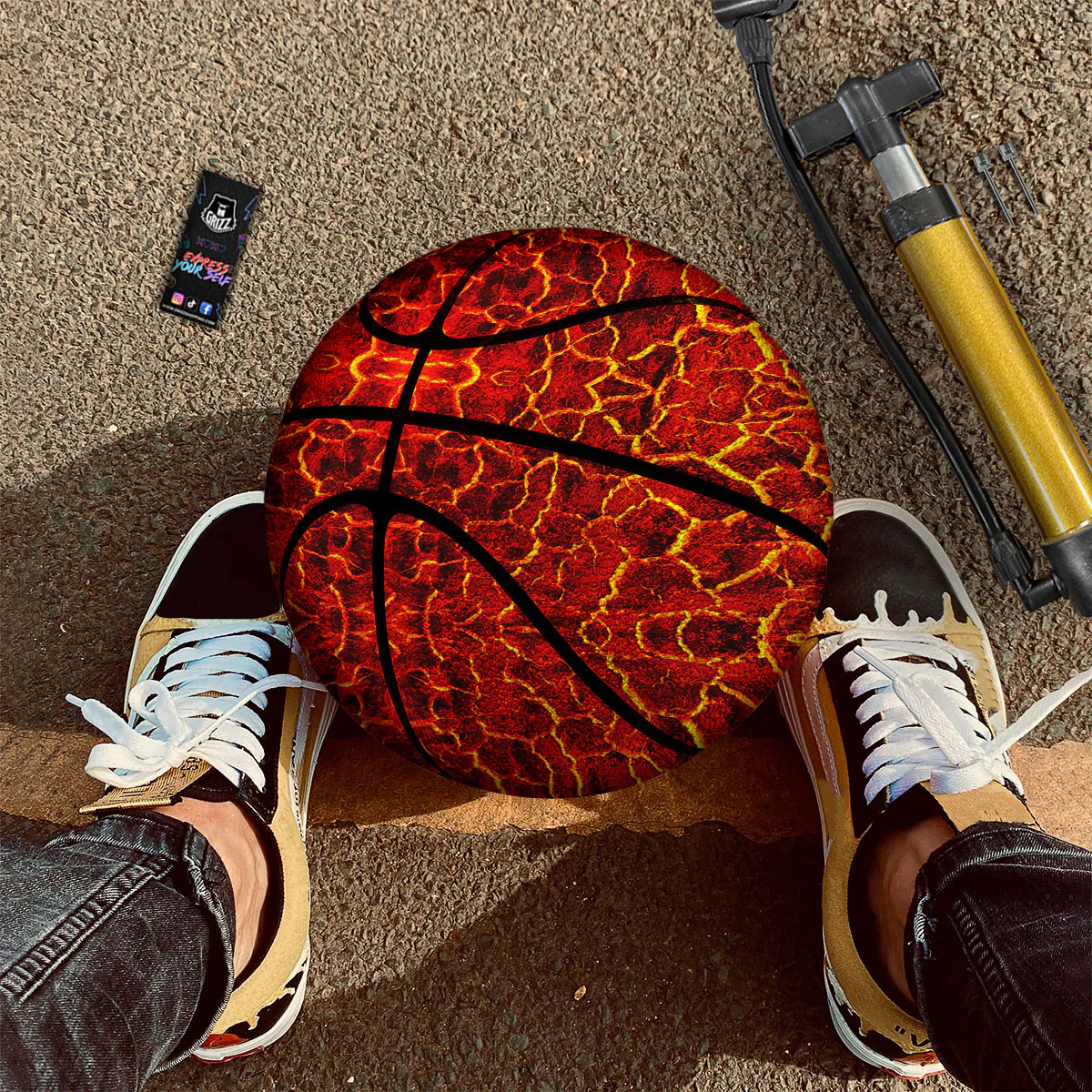 Lava Red Print Pattern Basketball - Image 2