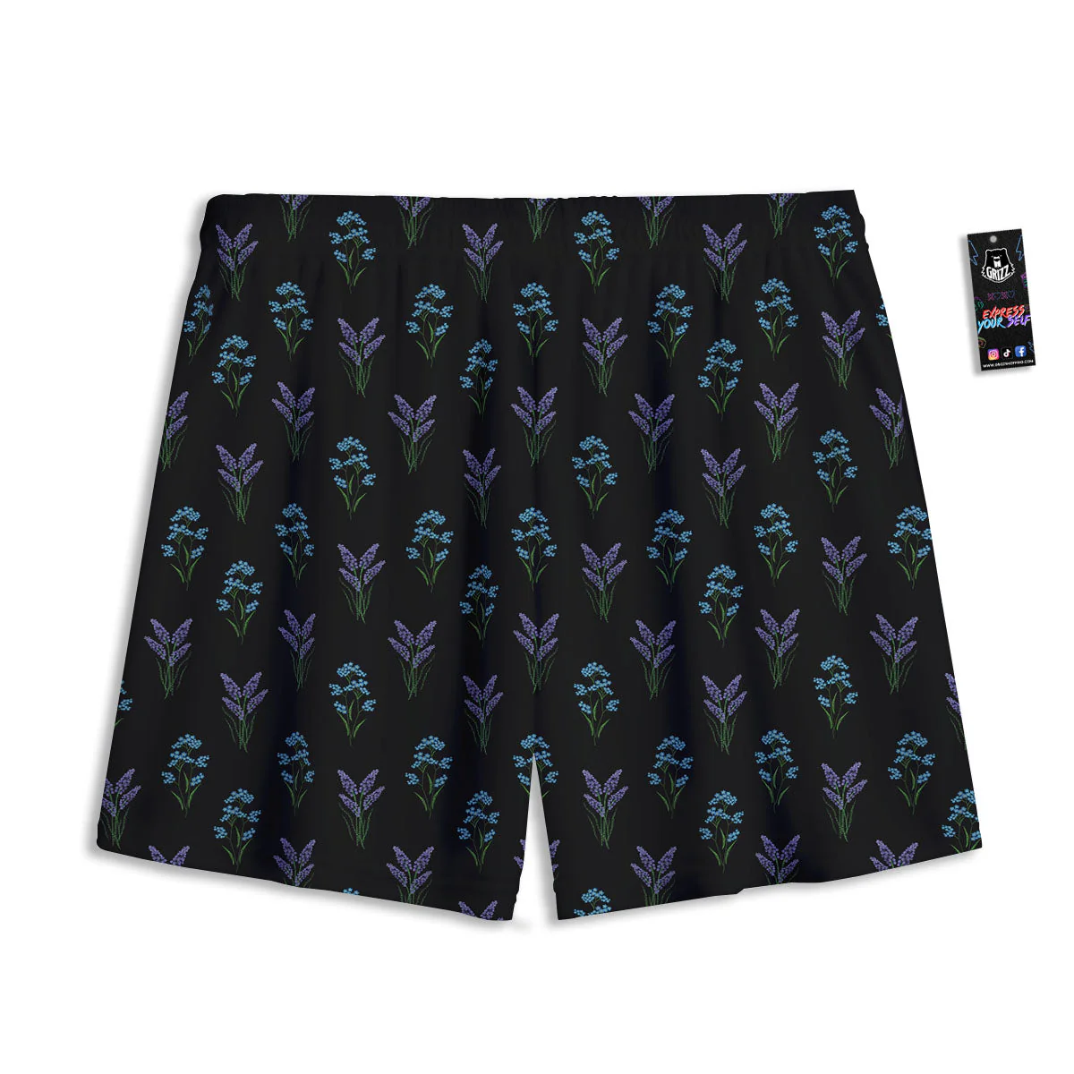 Lavender Embroidery Print Pattern Mesh Shorts - Image 2