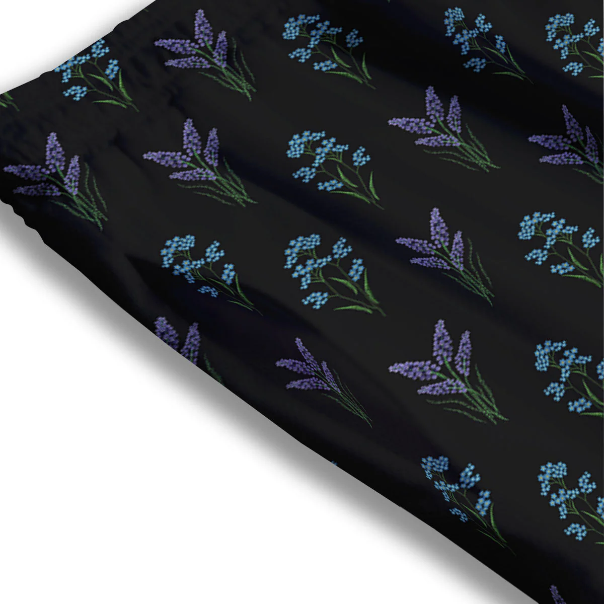 Lavender Embroidery Print Pattern Mesh Shorts - Image 3