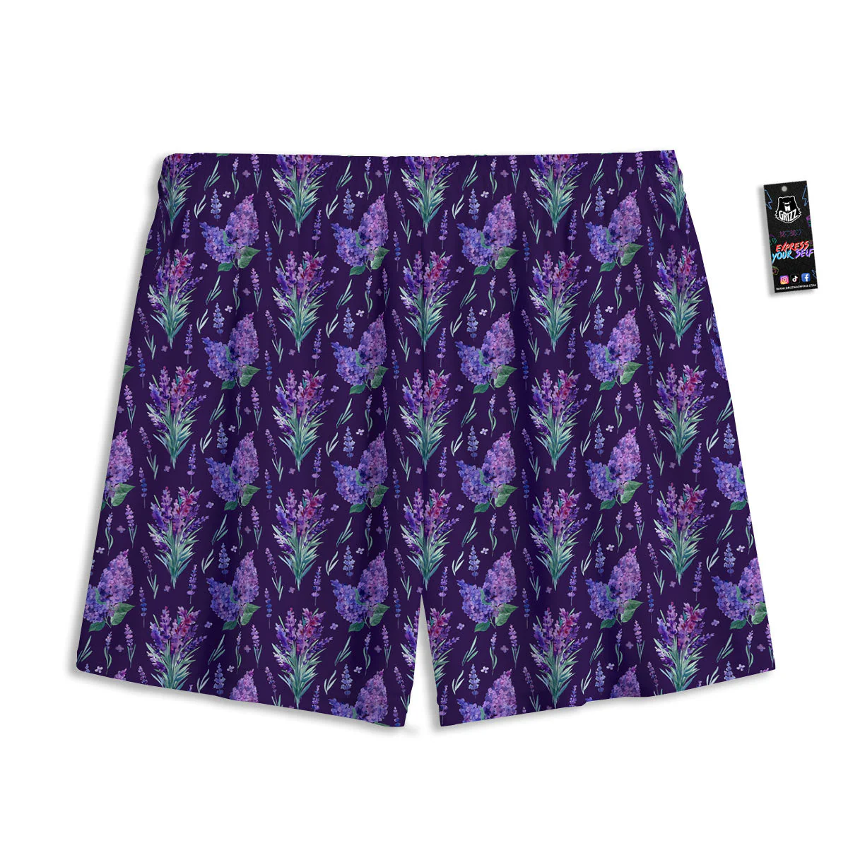 Lavender Purple Print Pattern Mesh Shorts - Image 2