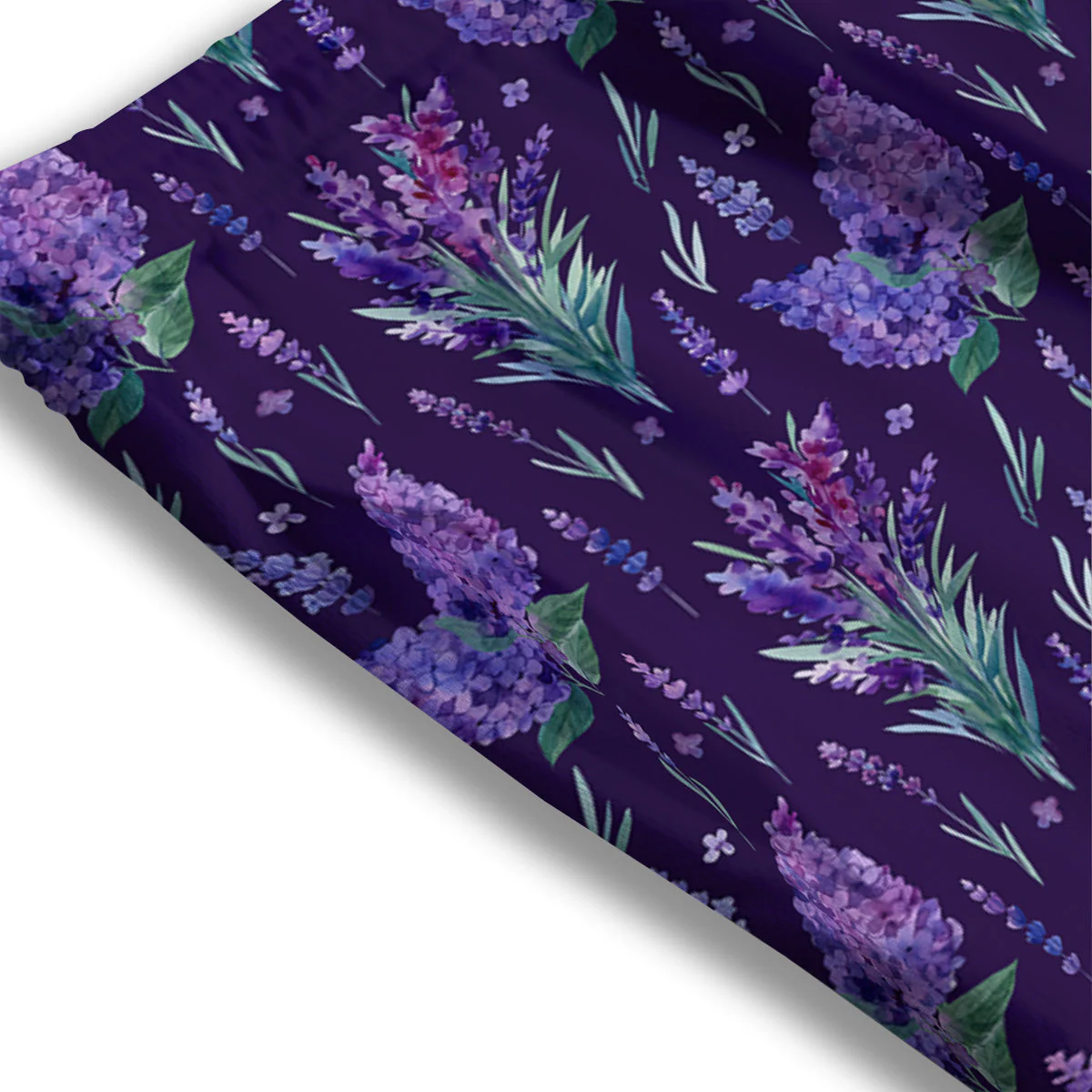 Lavender Watercolor Print Pattern Mesh Shorts - Image 3