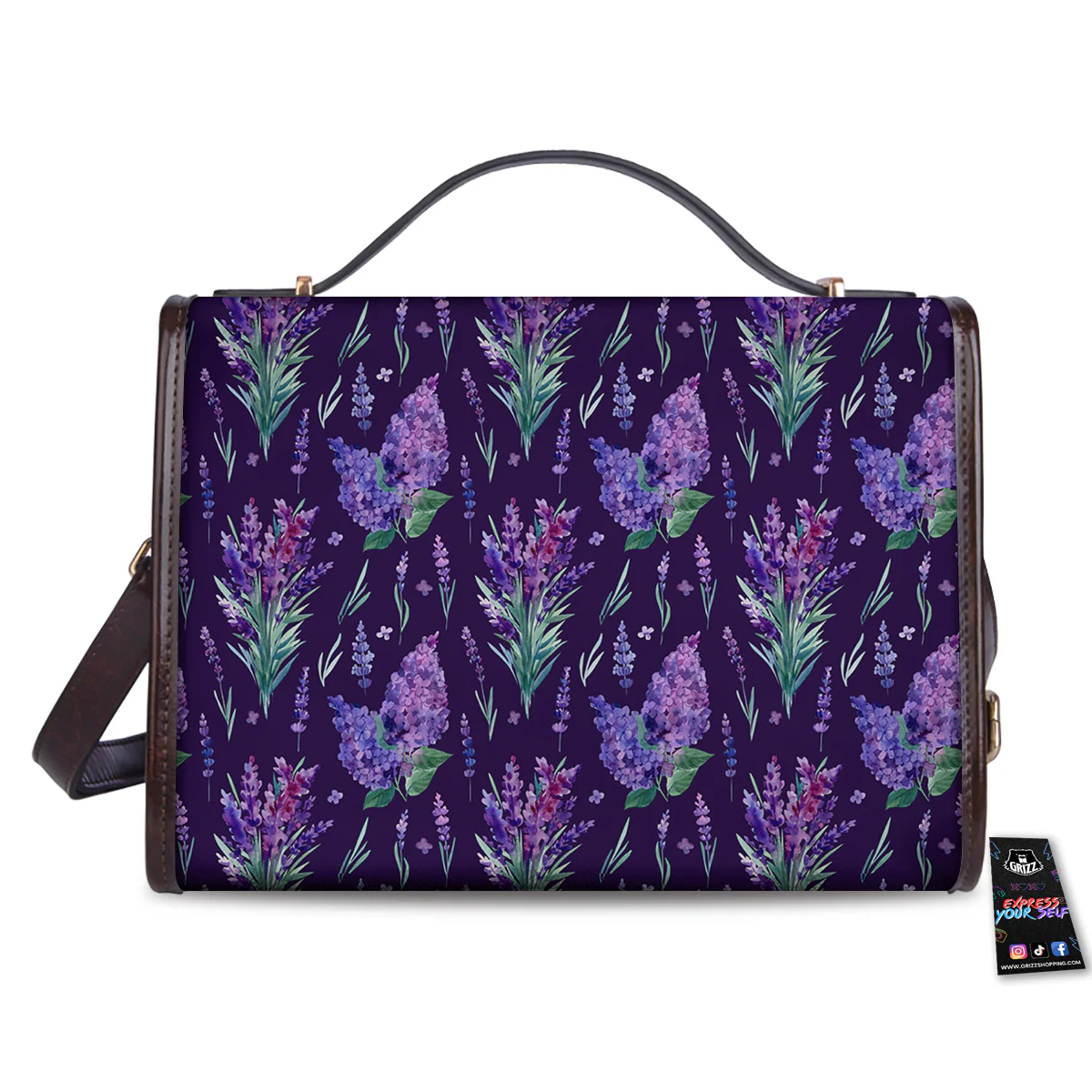 Lavender Watercolor Print Pattern Women's Satchel Bag - Image 2