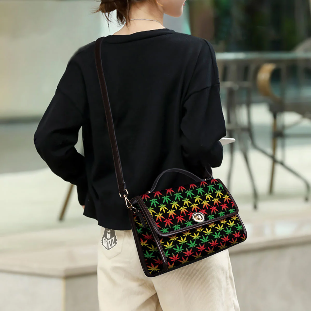 Leaf Reggae Marijuana Print Pattern Women's Satchel Bag - Image 3