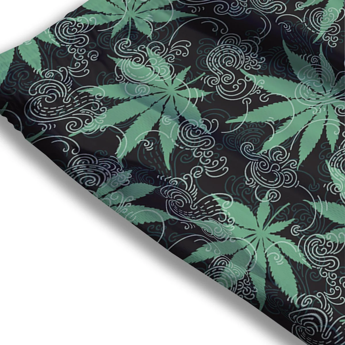 Leaf Swirl Cannabis Print Pattern Mesh Shorts - Image 3