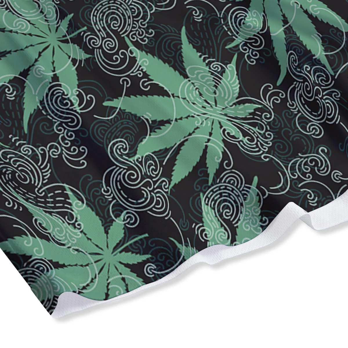 Leaf Swirl Cannabis Print Pattern Mesh Shorts - Image 4