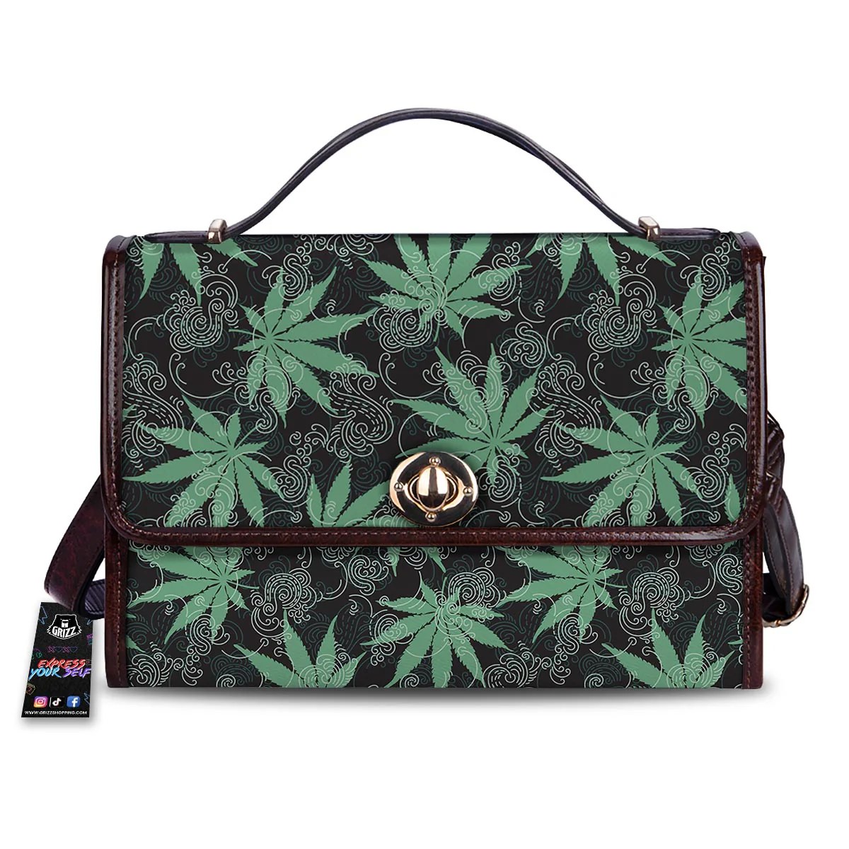 Leaf Swirl Cannabis Print Pattern Women's Satchel Bag