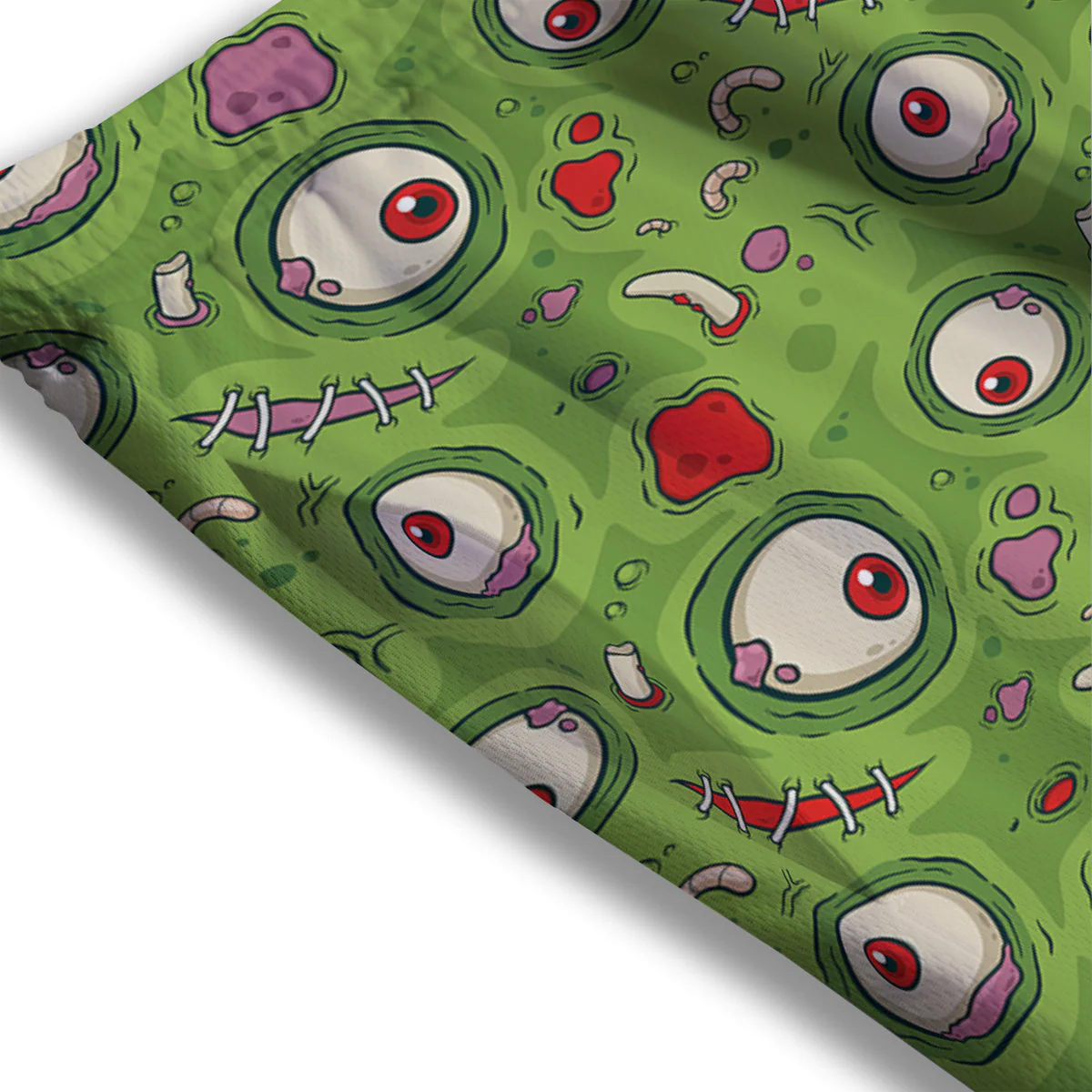 Leateher Face Zombie Print Pattern Mesh Shorts - Image 3