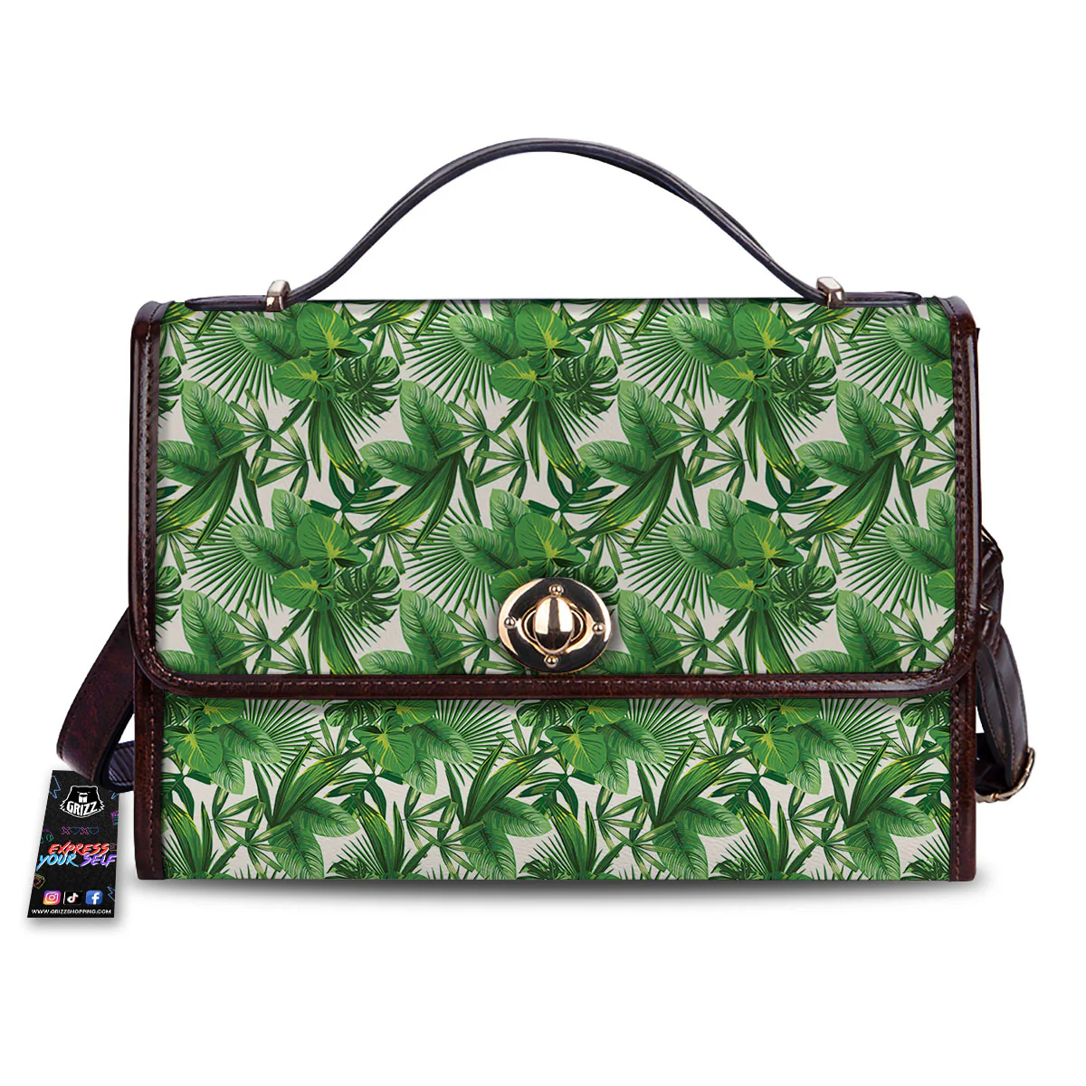 Leaves Hawaiian Palm Print Pattern Women's Satchel Bag