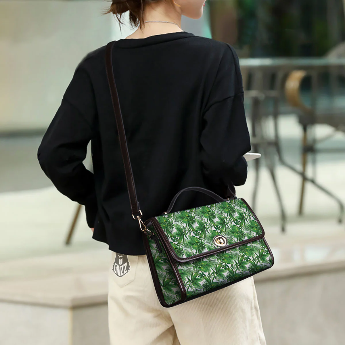 Leaves Hawaiian Palm Print Pattern Women's Satchel Bag - Image 3