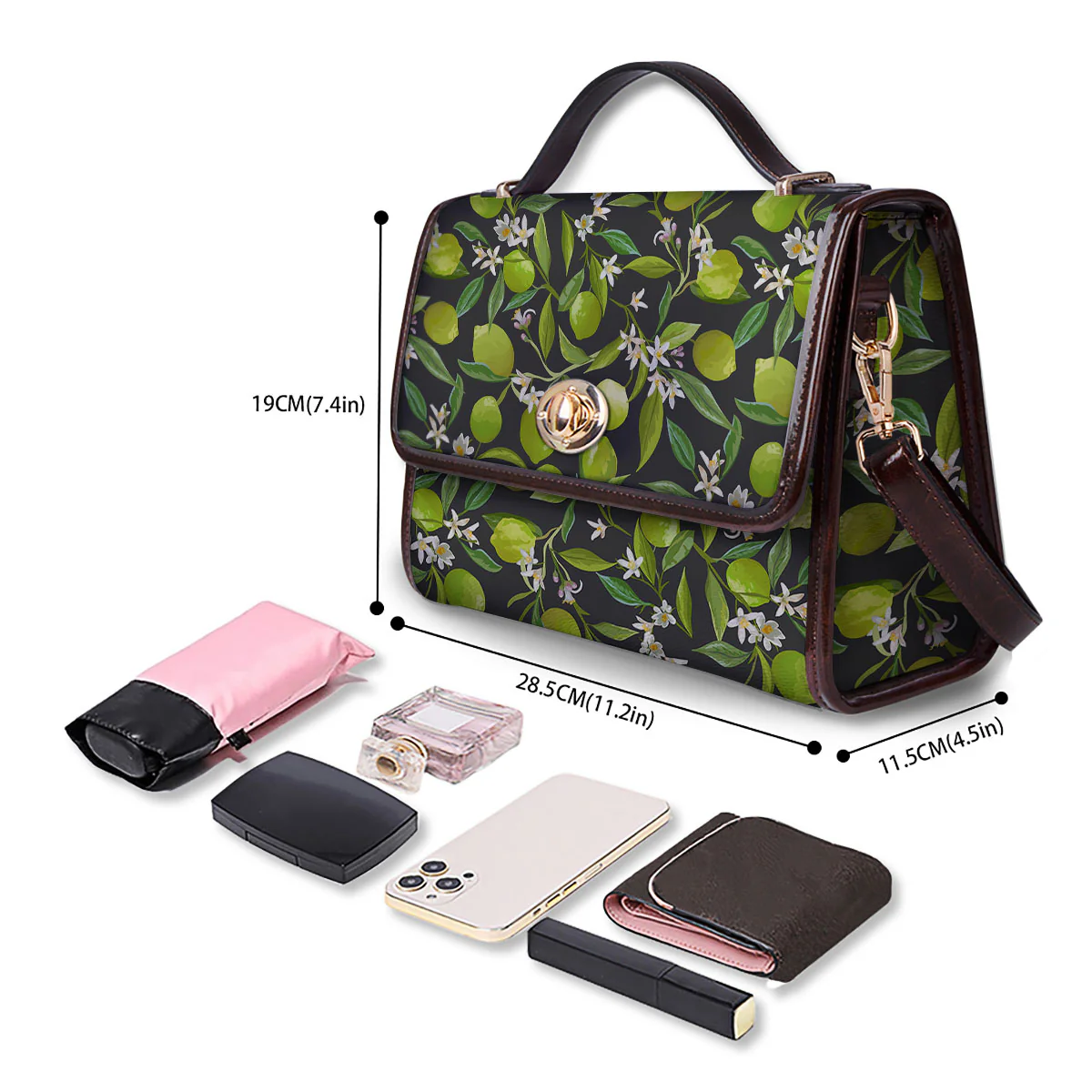 Lemon And Lime Print Pattern Women's Satchel Bag - Image 4
