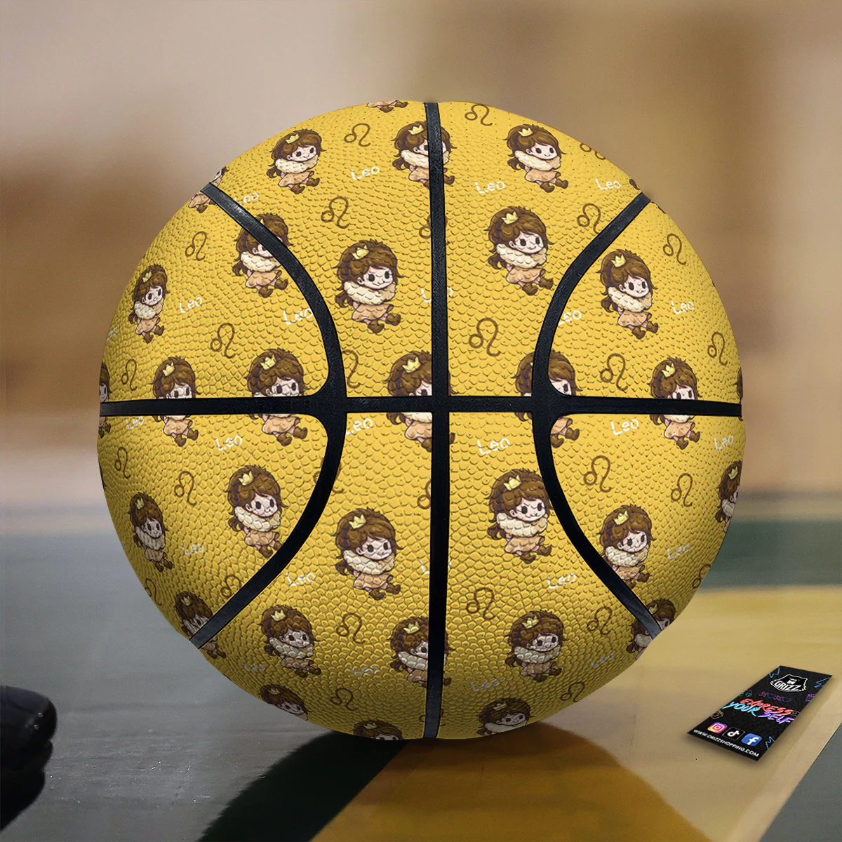 Leo Cute Cartoon Print Pattern Basketball
