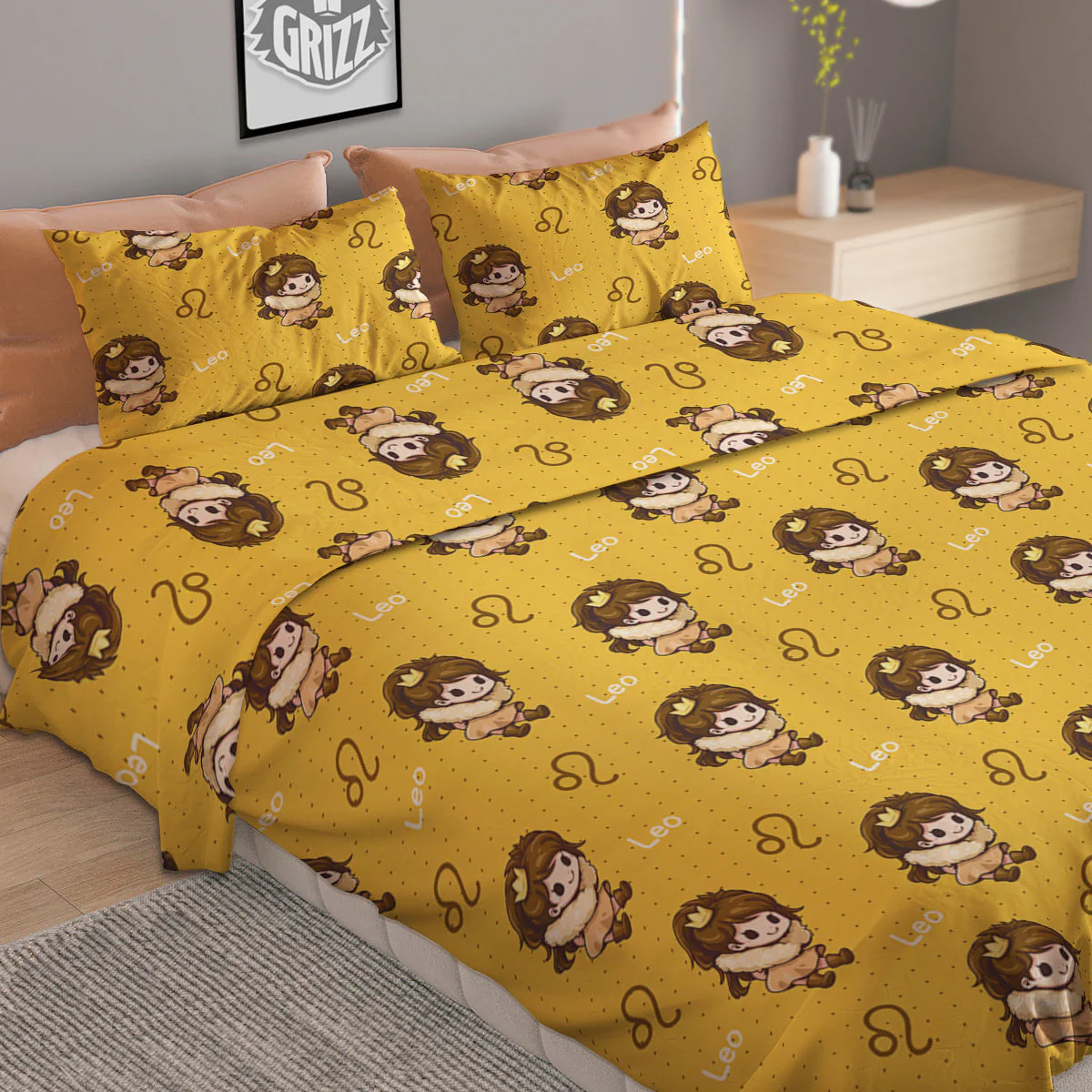 Leo Cute Cartoon Print Pattern Duvet Cover Bedding Set - Image 2