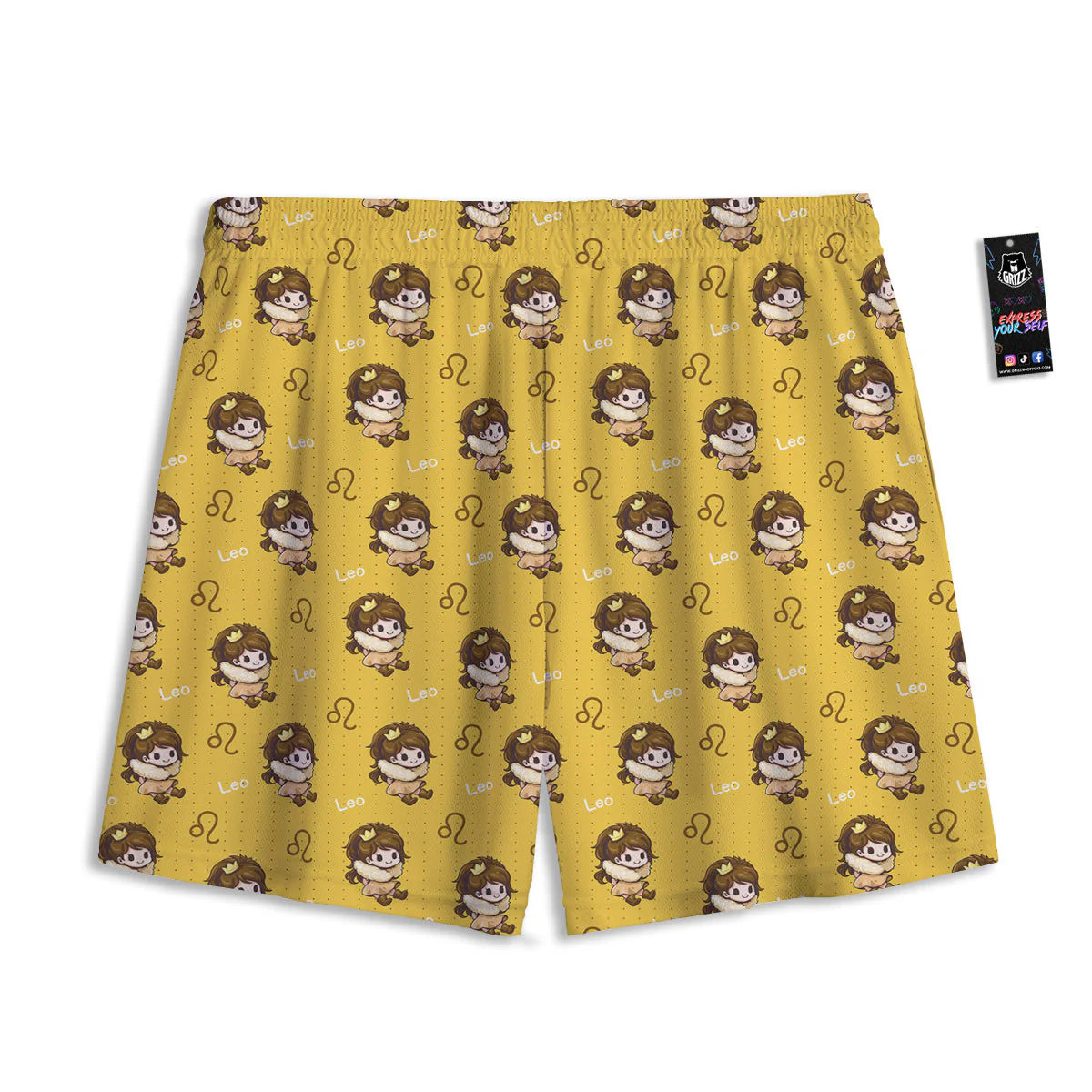 Leo Cute Cartoon Print Pattern Mesh Shorts - Image 2