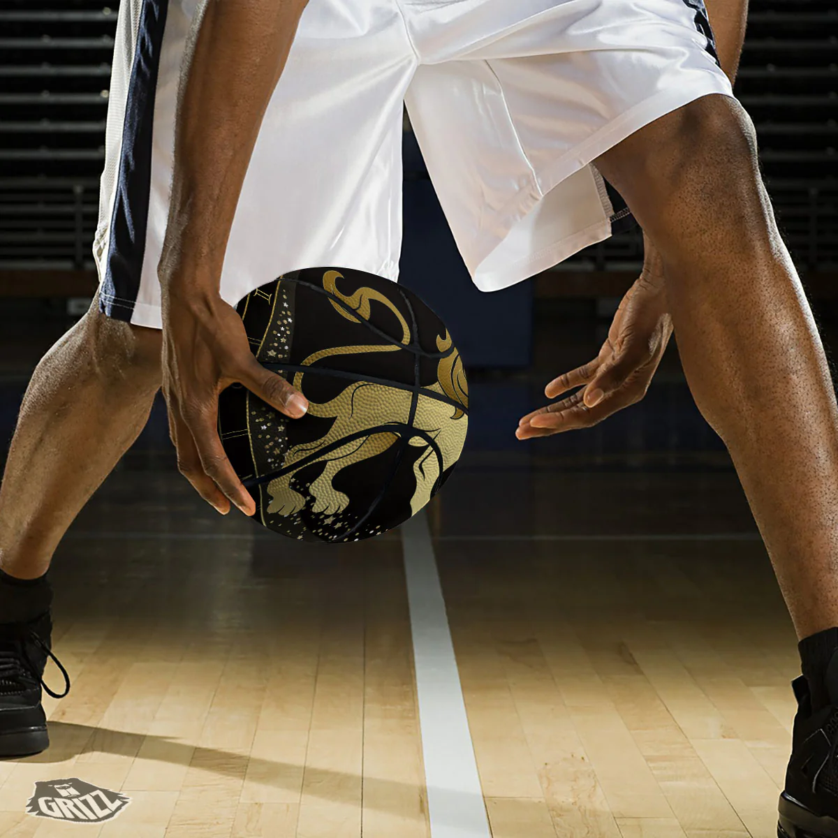 Leo Sign Black And Gold Print Basketball - Image 3