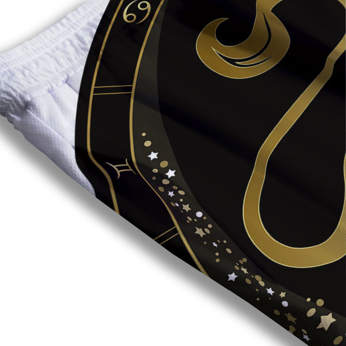 Leo Sign Black And Gold Print Mesh Shorts - Image 3