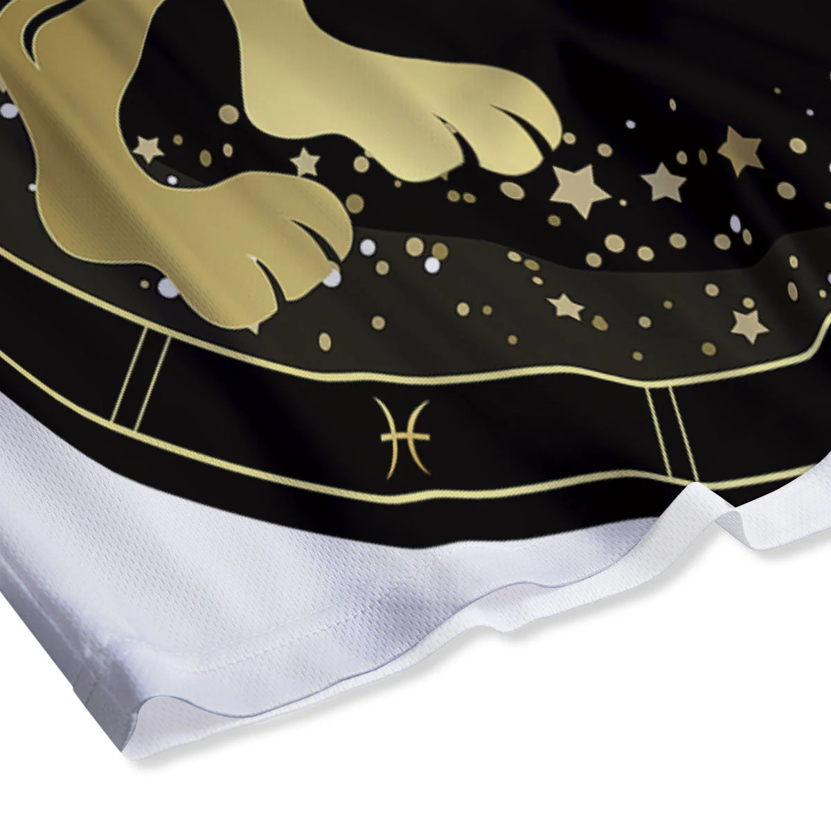 Leo Sign Black And Gold Print Mesh Shorts - Image 4