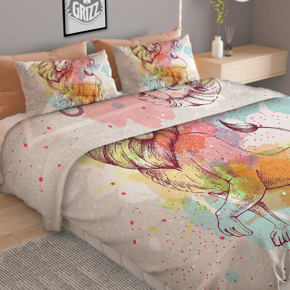 Leo Sign Colorful Print Duvet Cover Bedding Set - Image 2