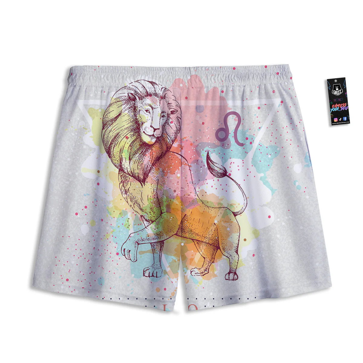 Leo Sign Colorful Print Mesh Shorts - Image 2