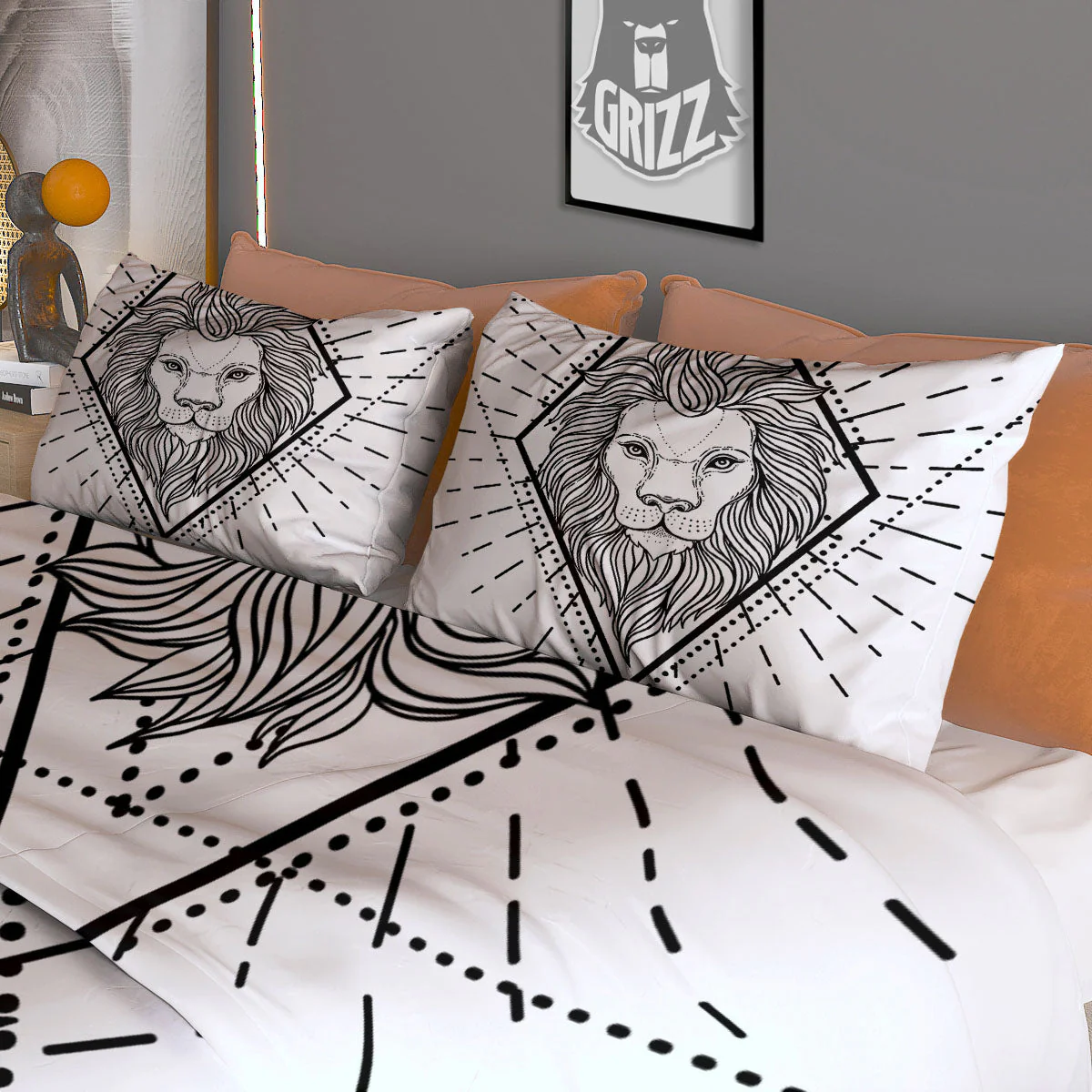 Leo Sign White And Black Print Duvet Cover Bedding Set - Image 3