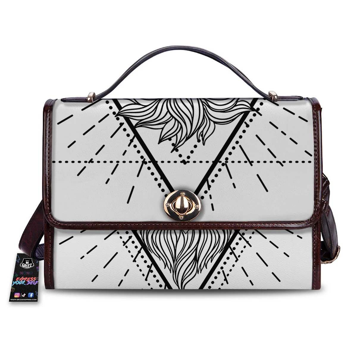 Leo Sign White And Black Print Women's Satchel Bag