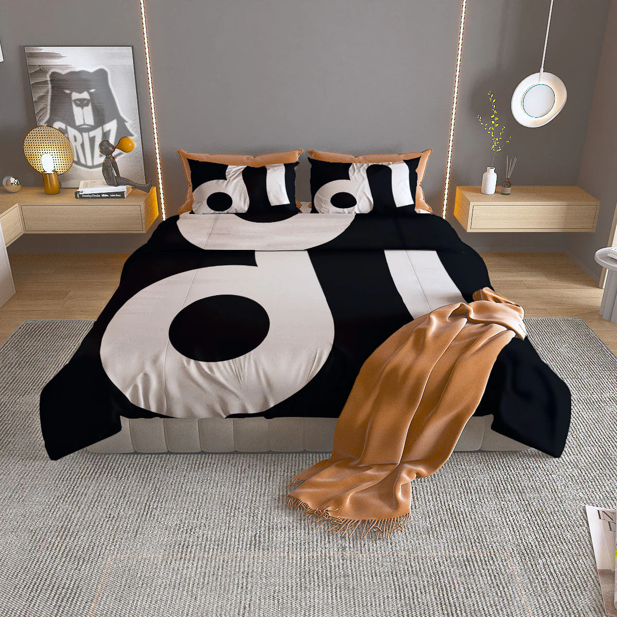 Leo Sign Zodiac White And Black Print Duvet Cover Bedding Set