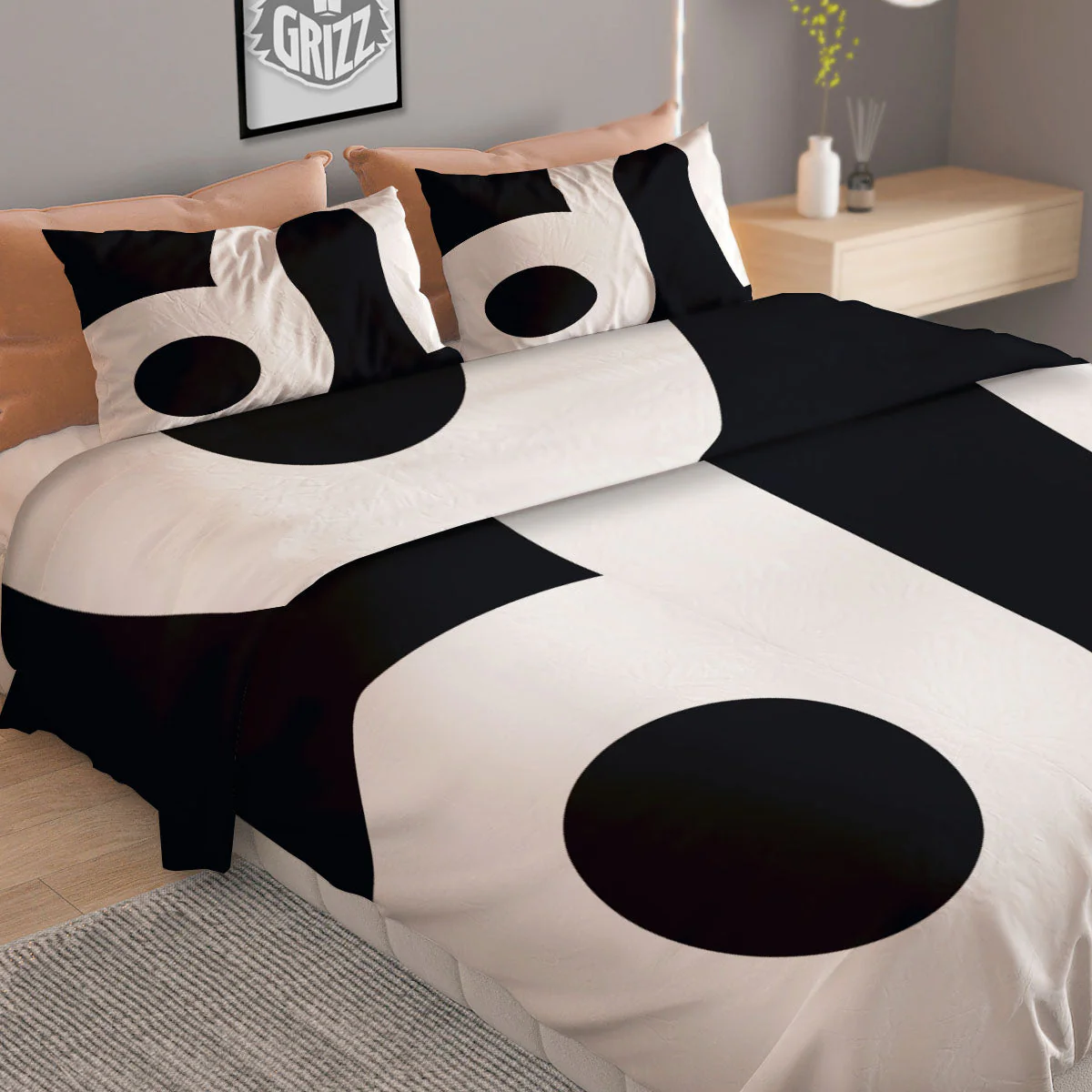 Leo Sign Zodiac White And Black Print Duvet Cover Bedding Set - Image 2