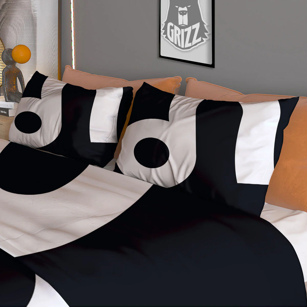 Leo Sign Zodiac White And Black Print Duvet Cover Bedding Set - Image 3