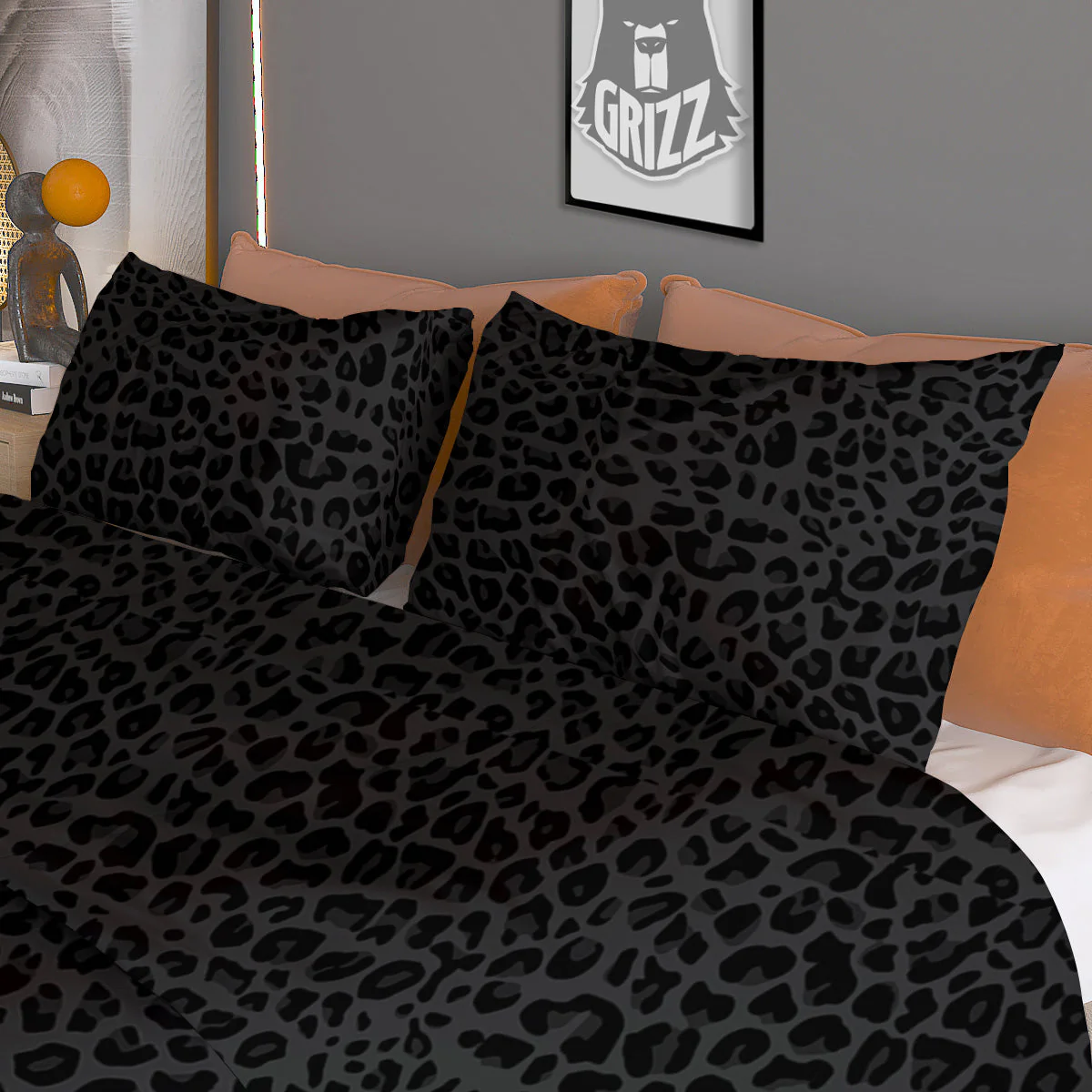 Leopard Black Print Duvet Cover Bedding Set - Image 3