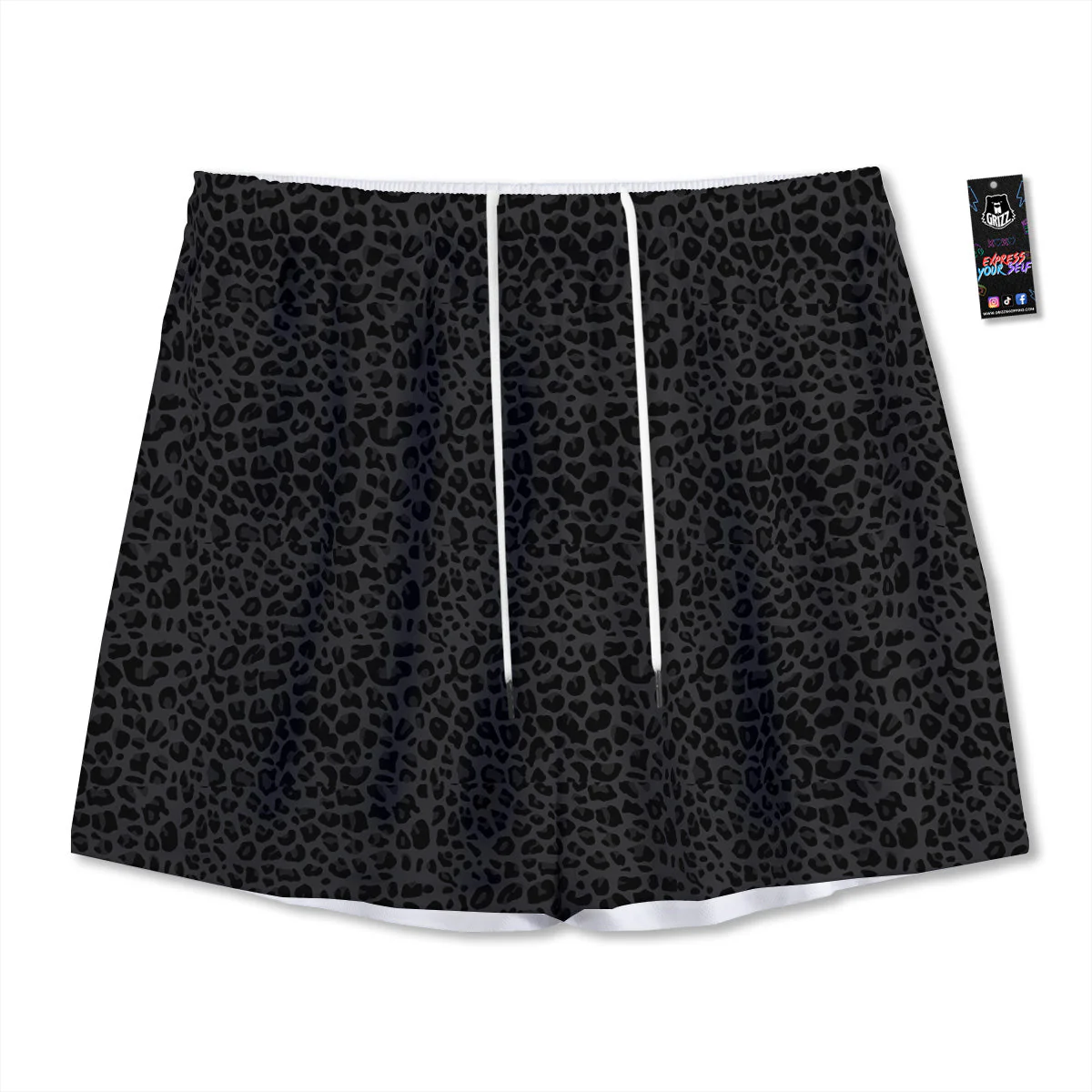 Leopard Black Print Mesh Shorts
