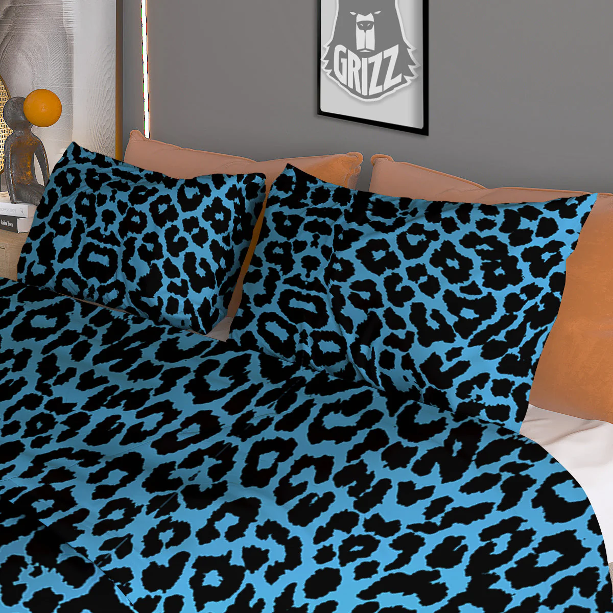 Leopard Blue Print Duvet Cover Bedding Set - Image 3