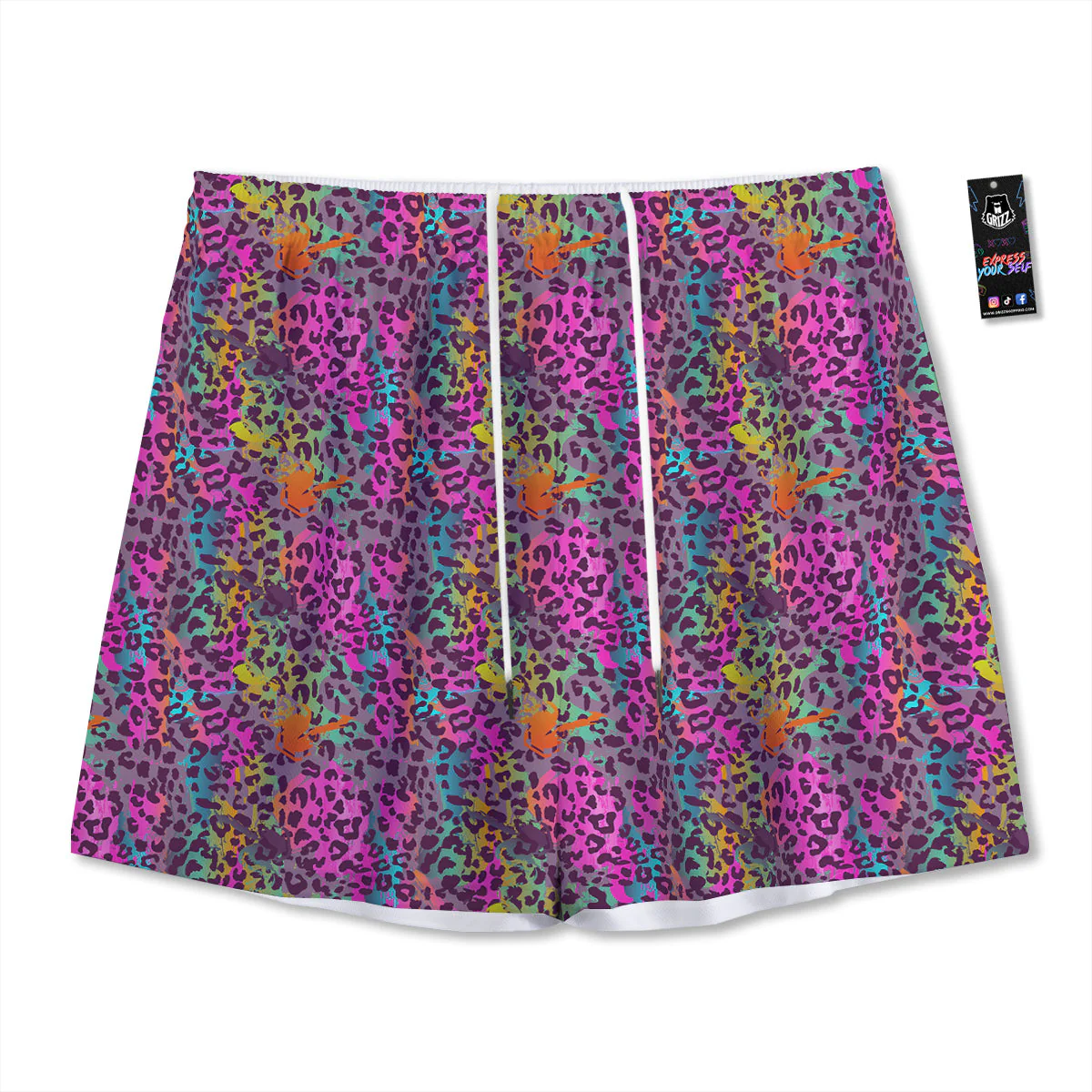 Leopard Colorful Print Mesh Shorts