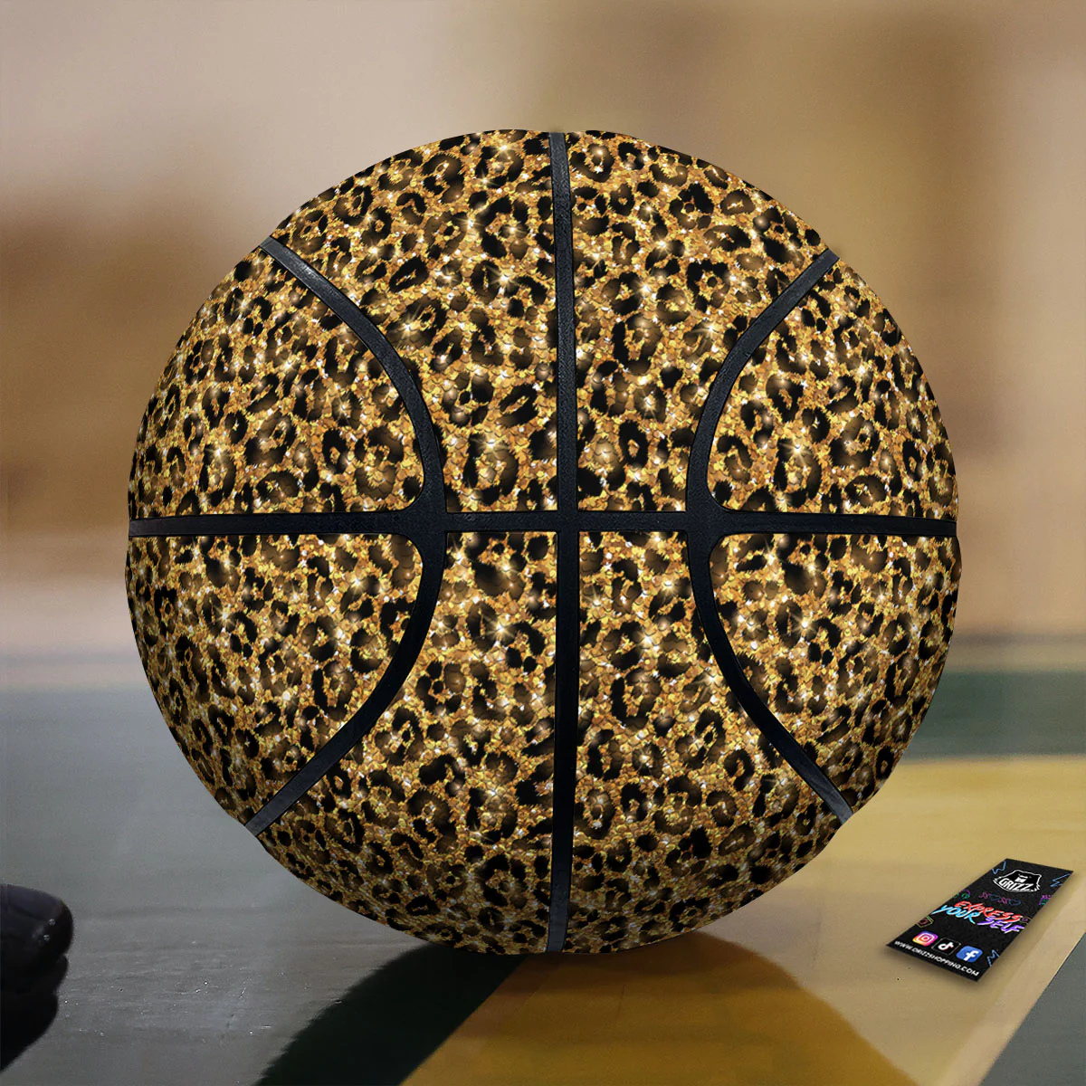 Leopard Glitter Gold Print Basketball
