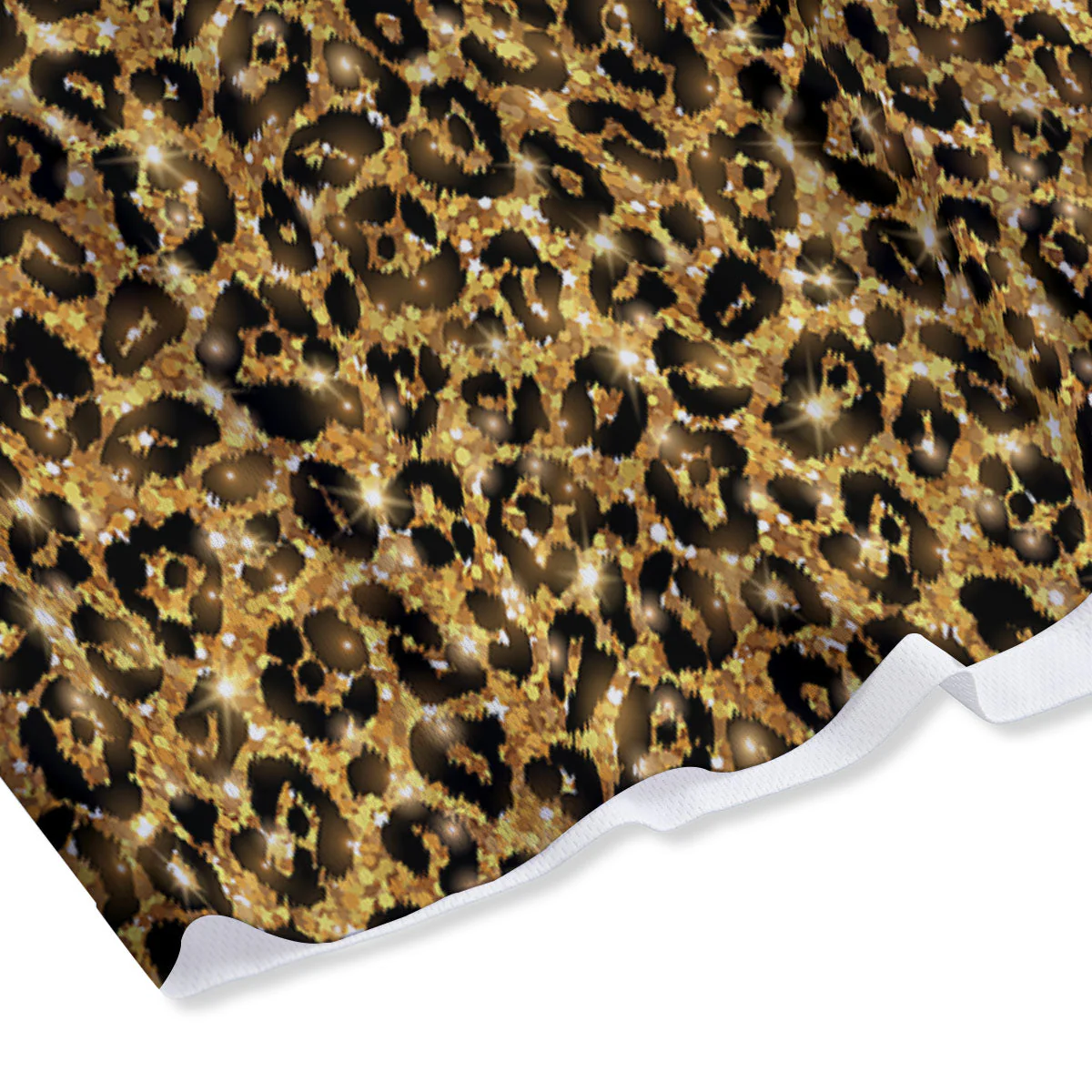 Leopard Glitter Gold Print Mesh Shorts - Image 4
