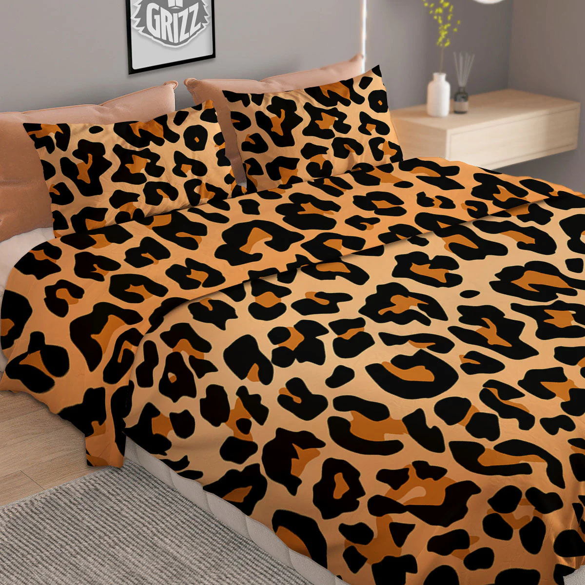 Leopard Orange Print Duvet Cover Bedding Set - Image 2