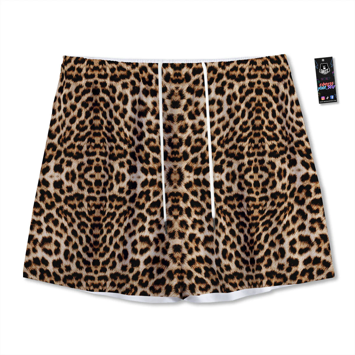 Leopard Pattern Mesh Shorts