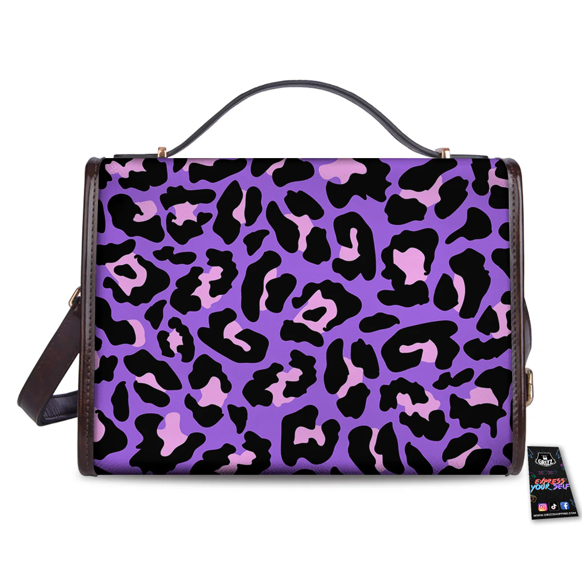 Leopard Pink And Purple Print Women's Satchel Bag - Image 2